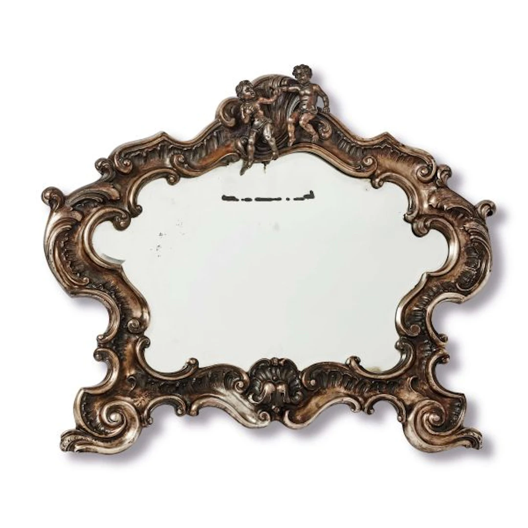A SILVER FRAMED MIRROR, ITALY, 20TH CENTURY