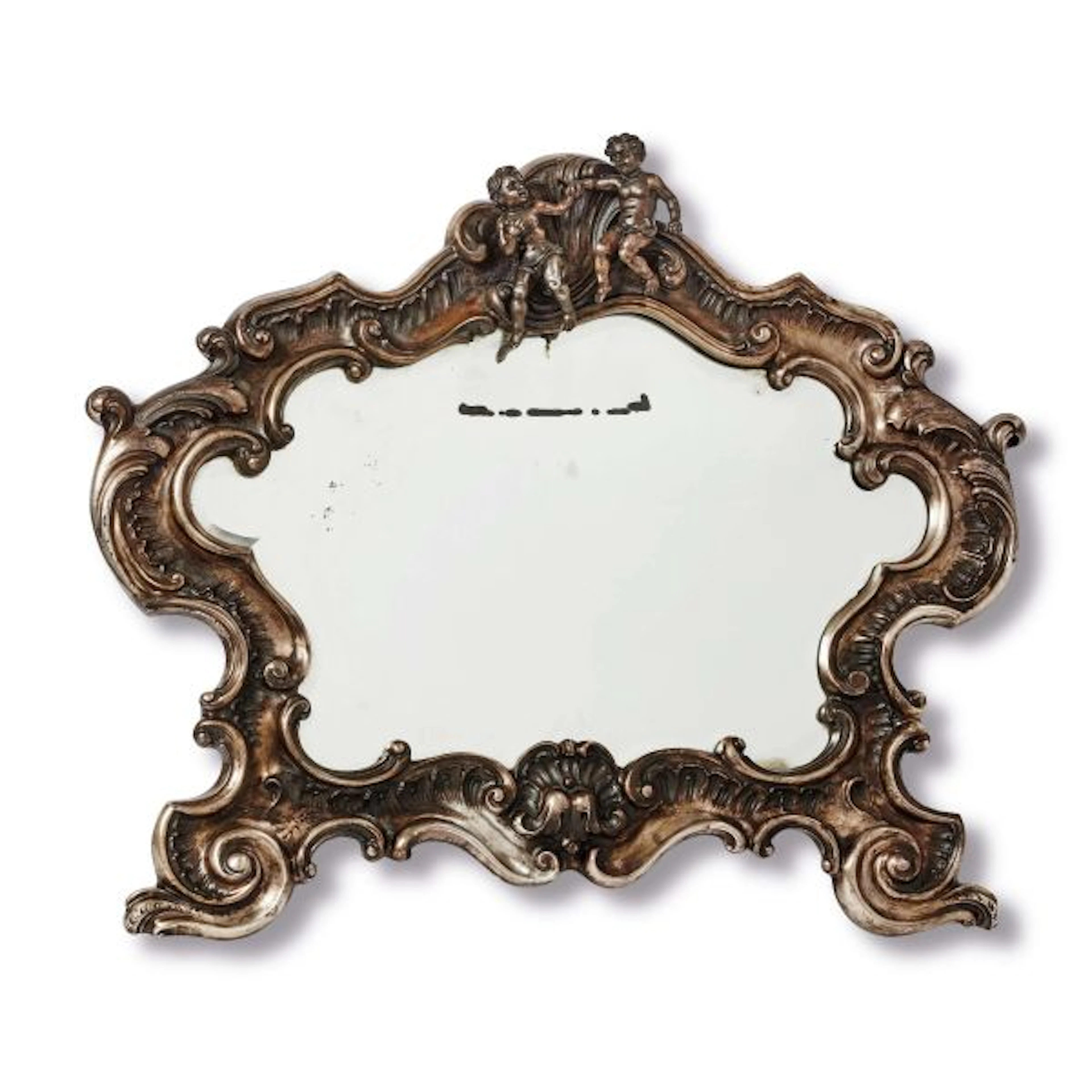 A SILVER FRAMED MIRROR, ITALY, 20TH CENTURY