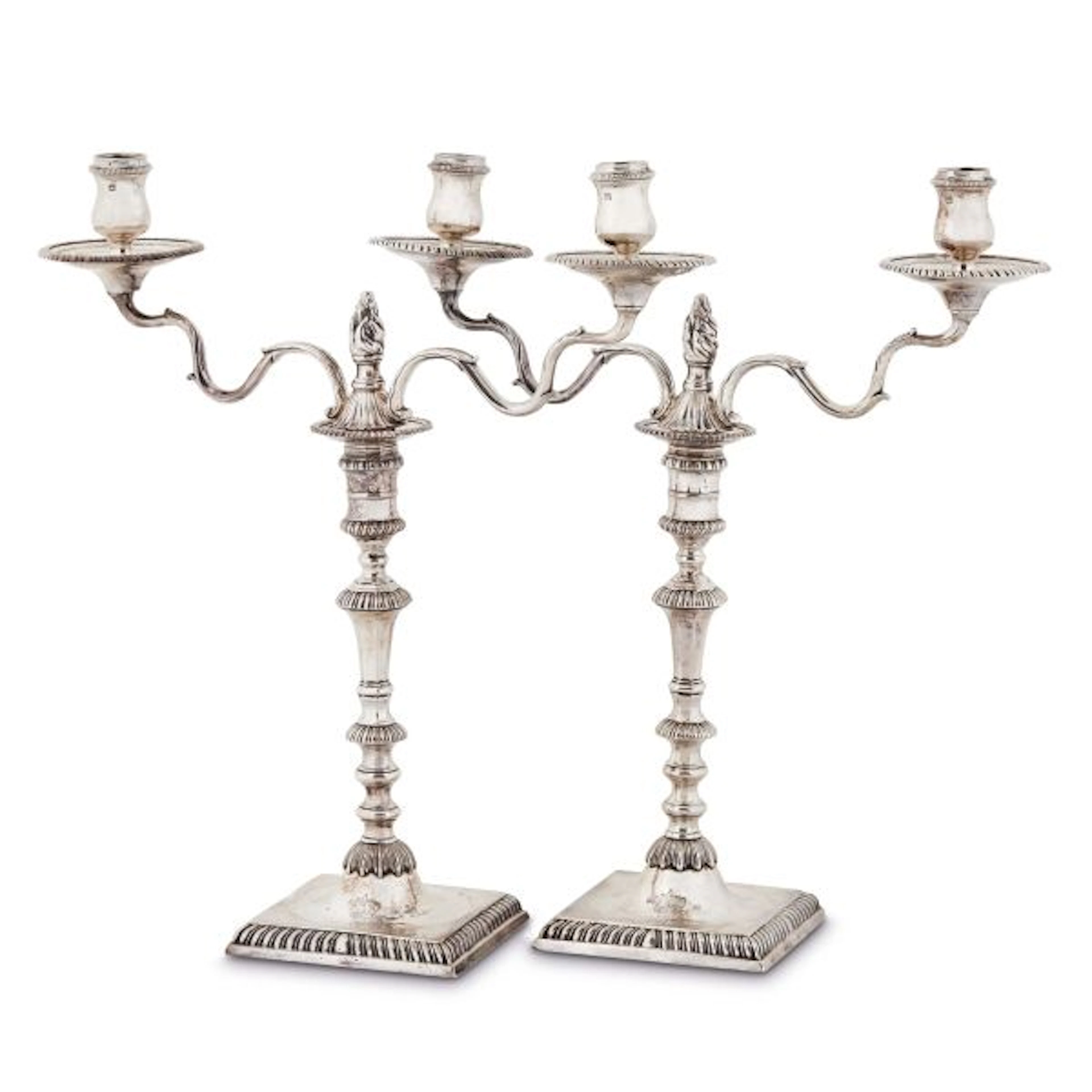 A PAIR OF SILVER CANDELABRA, WILLIAM CAFE, LONDON, 1758/1759