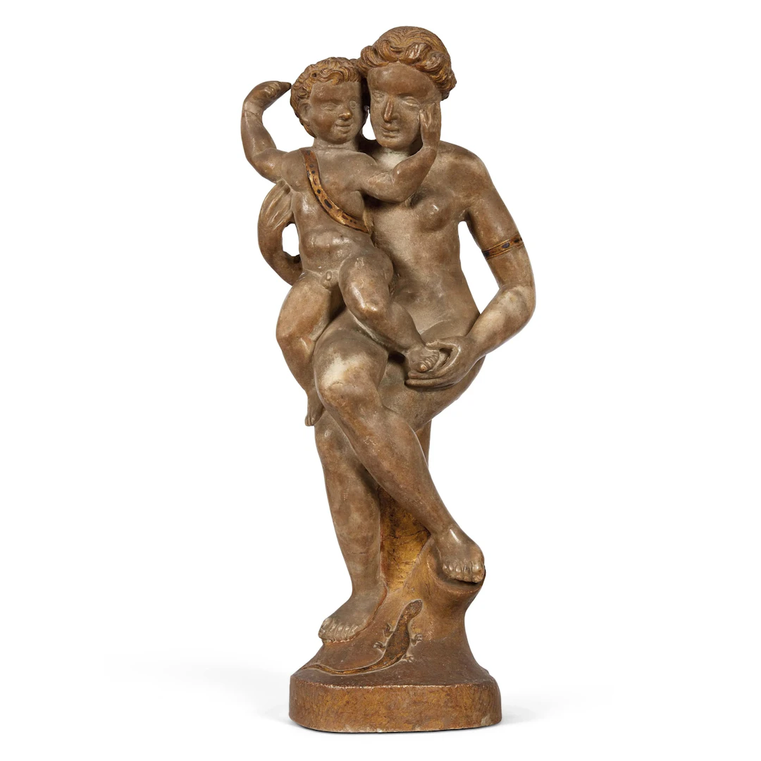 A LOMBARD FEMALE FIGURE AND CHILD, LATE 16TH CENTURY