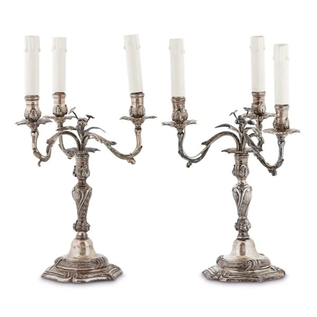 A PAIR OF SILVER CANDLESTICKS, PROBABLY NAPLES, LATE 18TH CENTURY