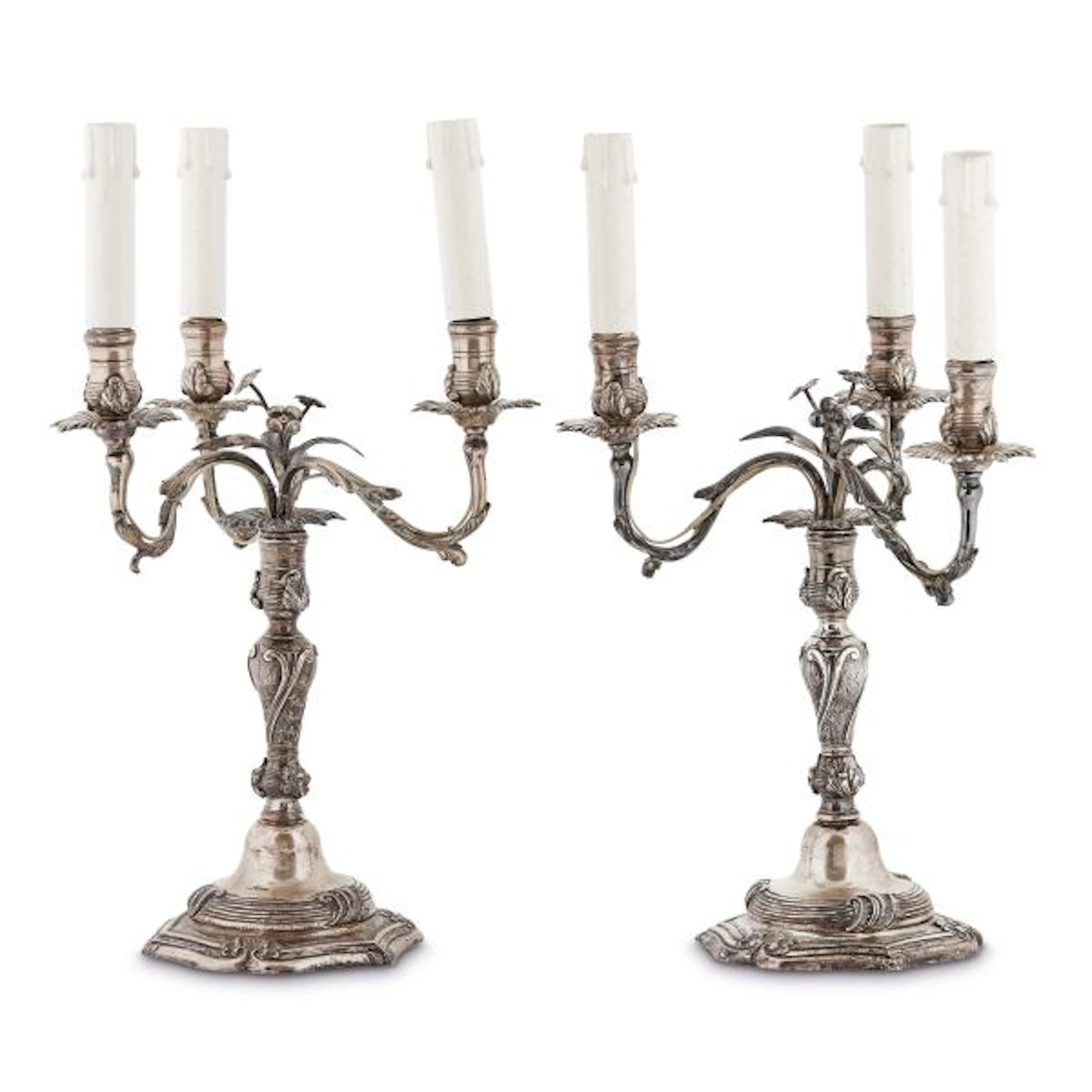 A PAIR OF SILVER CANDLESTICKS, PROBABLY NAPLES, LATE 18TH CENTURY