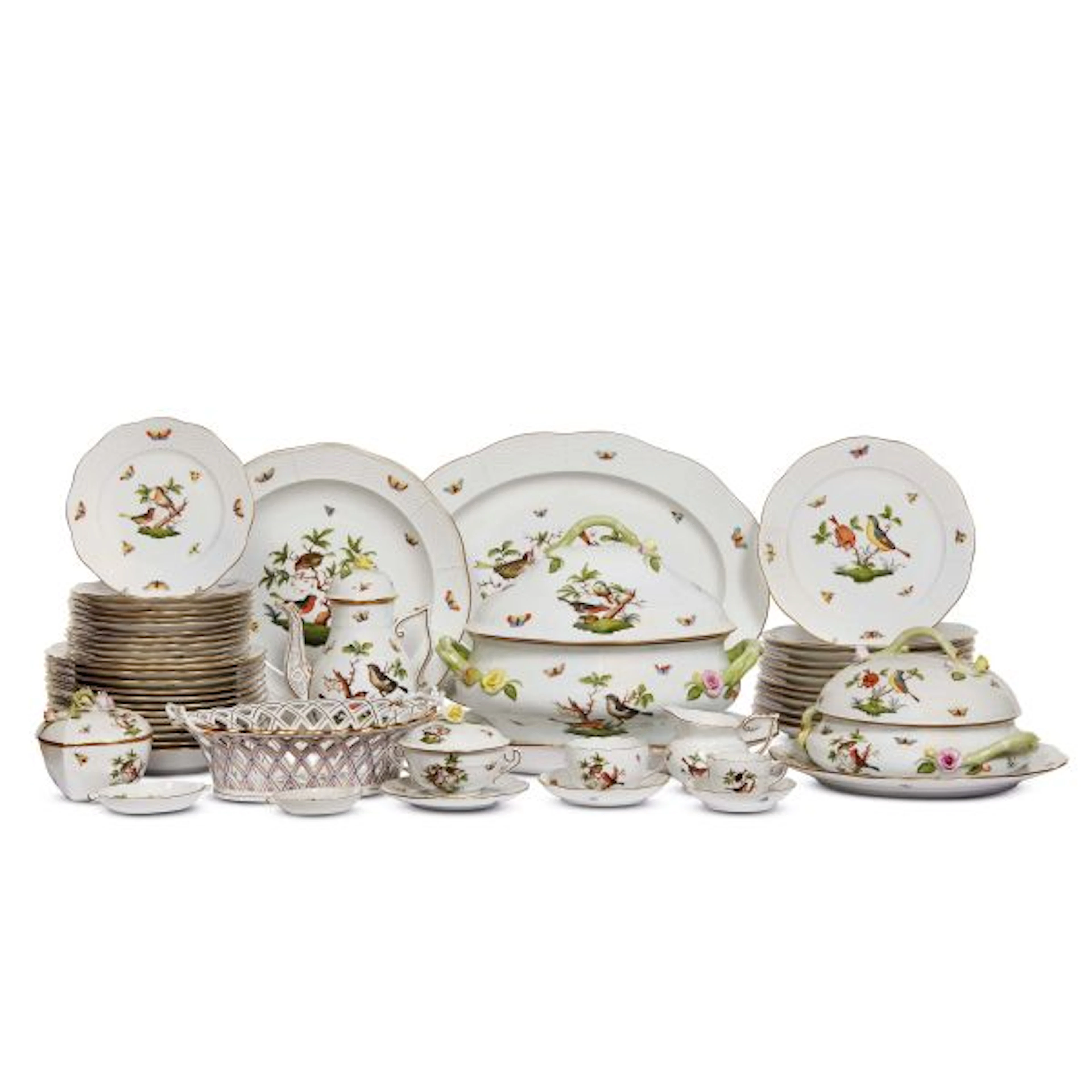 AN HEREND 'ROTHSCHILD BIRD' DINNER SERVICE, HUNGARY, 20TH CENTURY