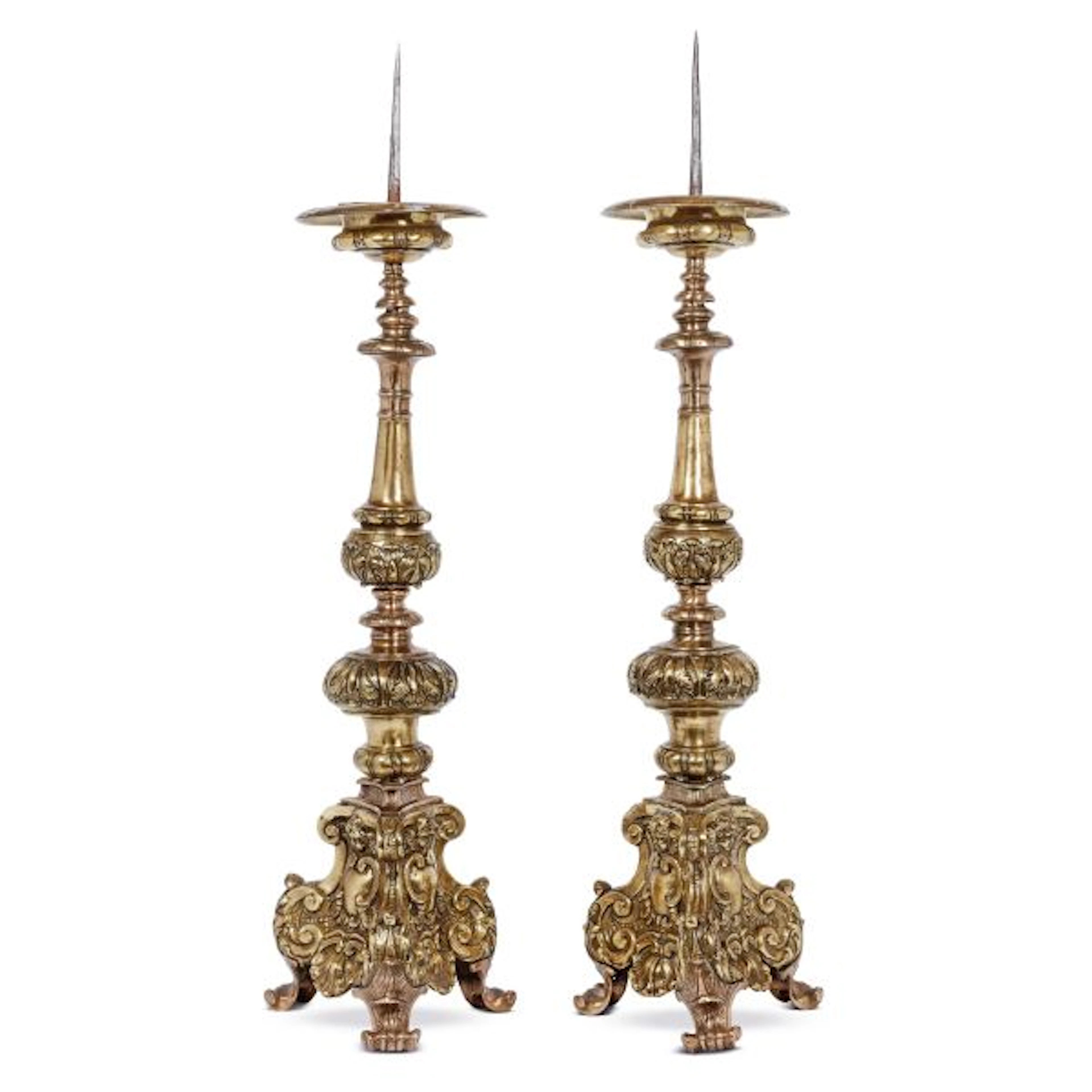 A PAIR OF LARGE ROMAN CANDLESTICKS, 18TH CENTURY