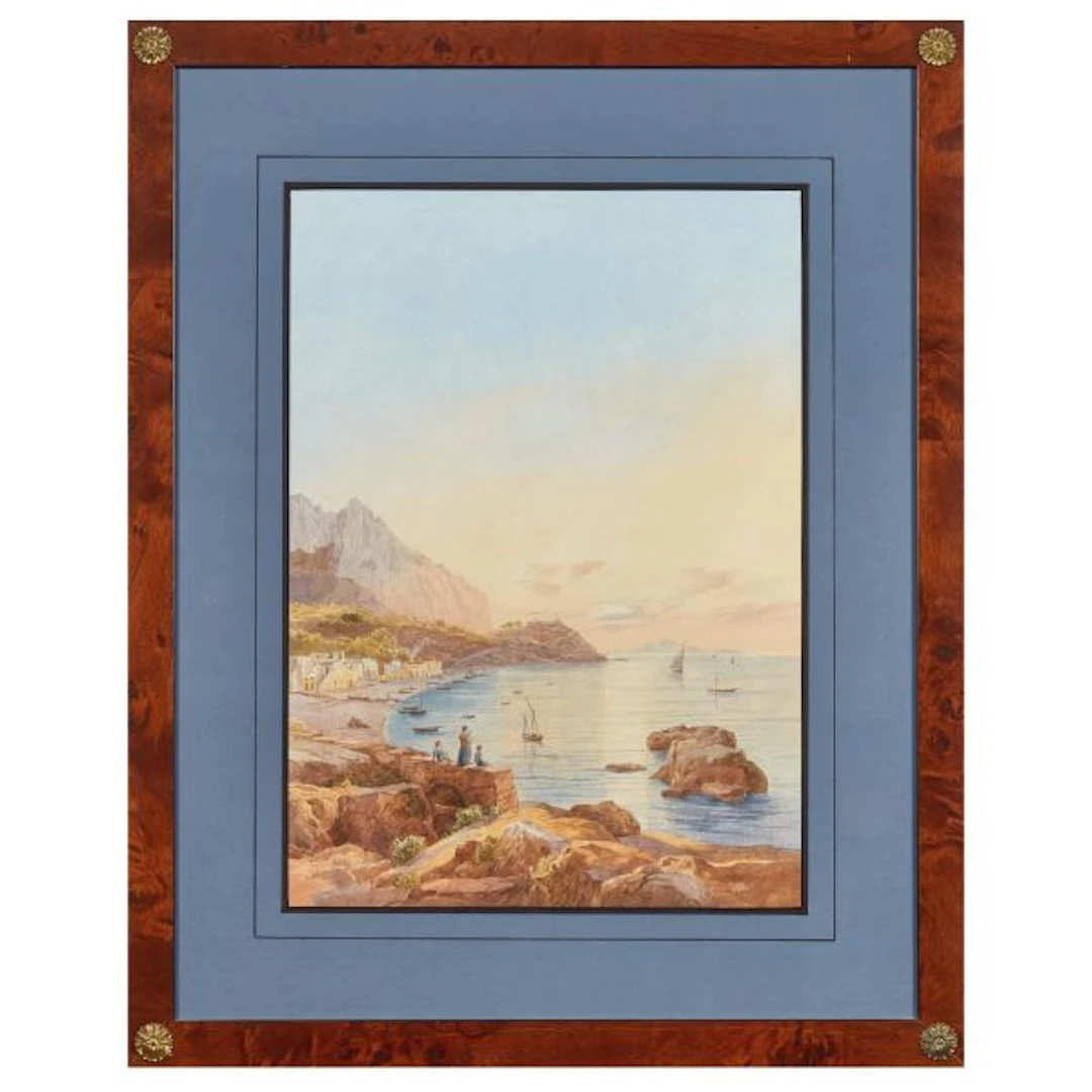 Neapolitan school, 19th century, view of the Neapolitan gulf, watercolour