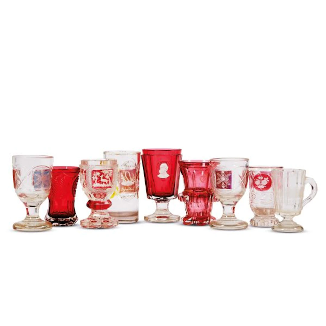 NINE BOHEMIAN GLASSES, 19TH/20TH CENTURY
