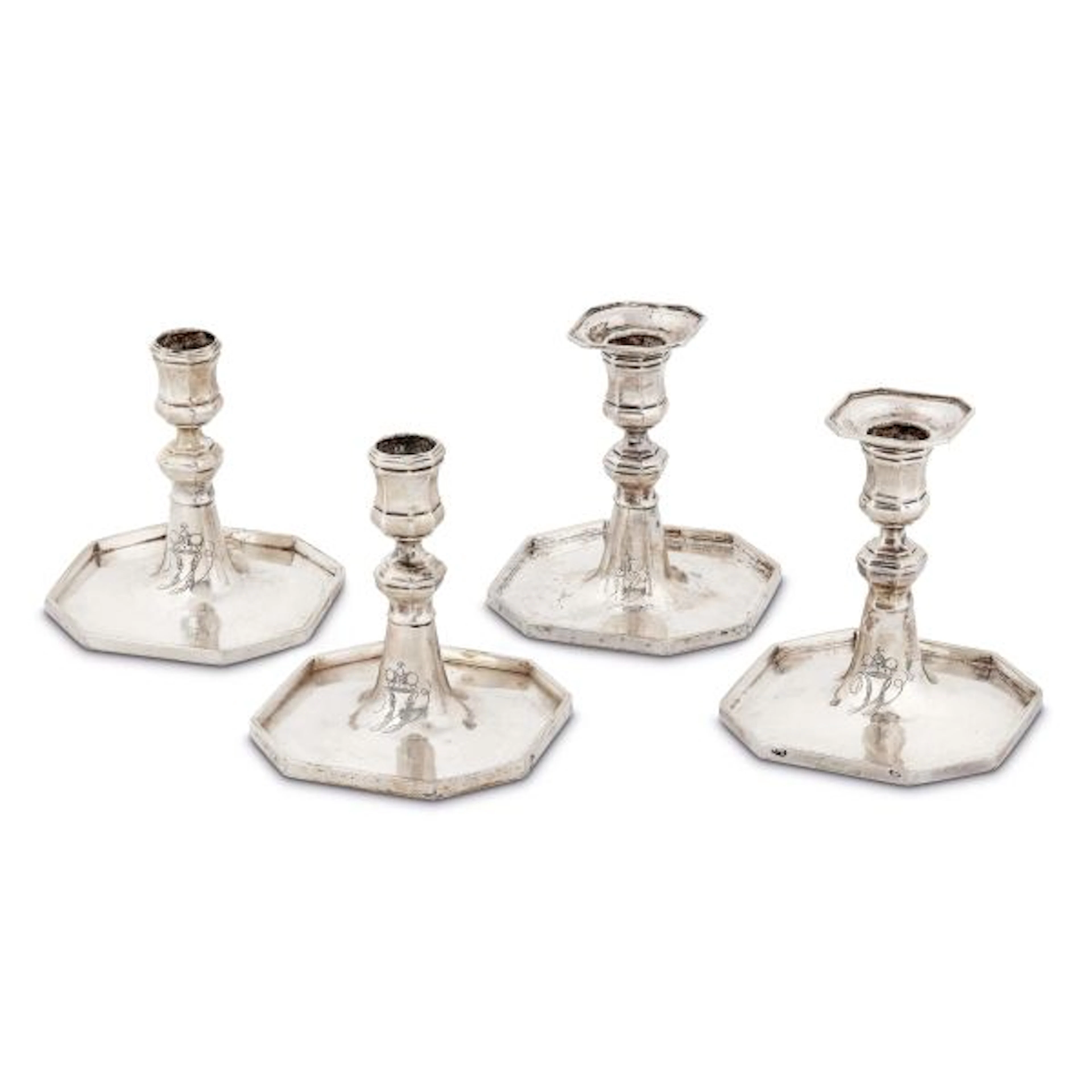 FOUR SILVER CANDLESTICKS, SWEDEN, 18TH CENTURY