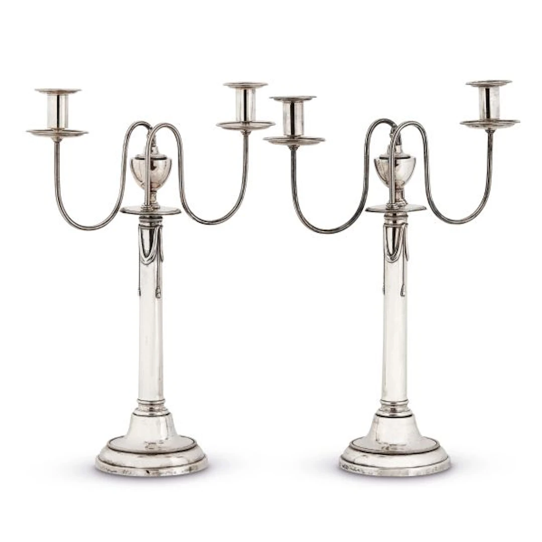 A PAIR OF SILVER CANDELABRA, PROBABLY BERLIN, 1810 CIRCA