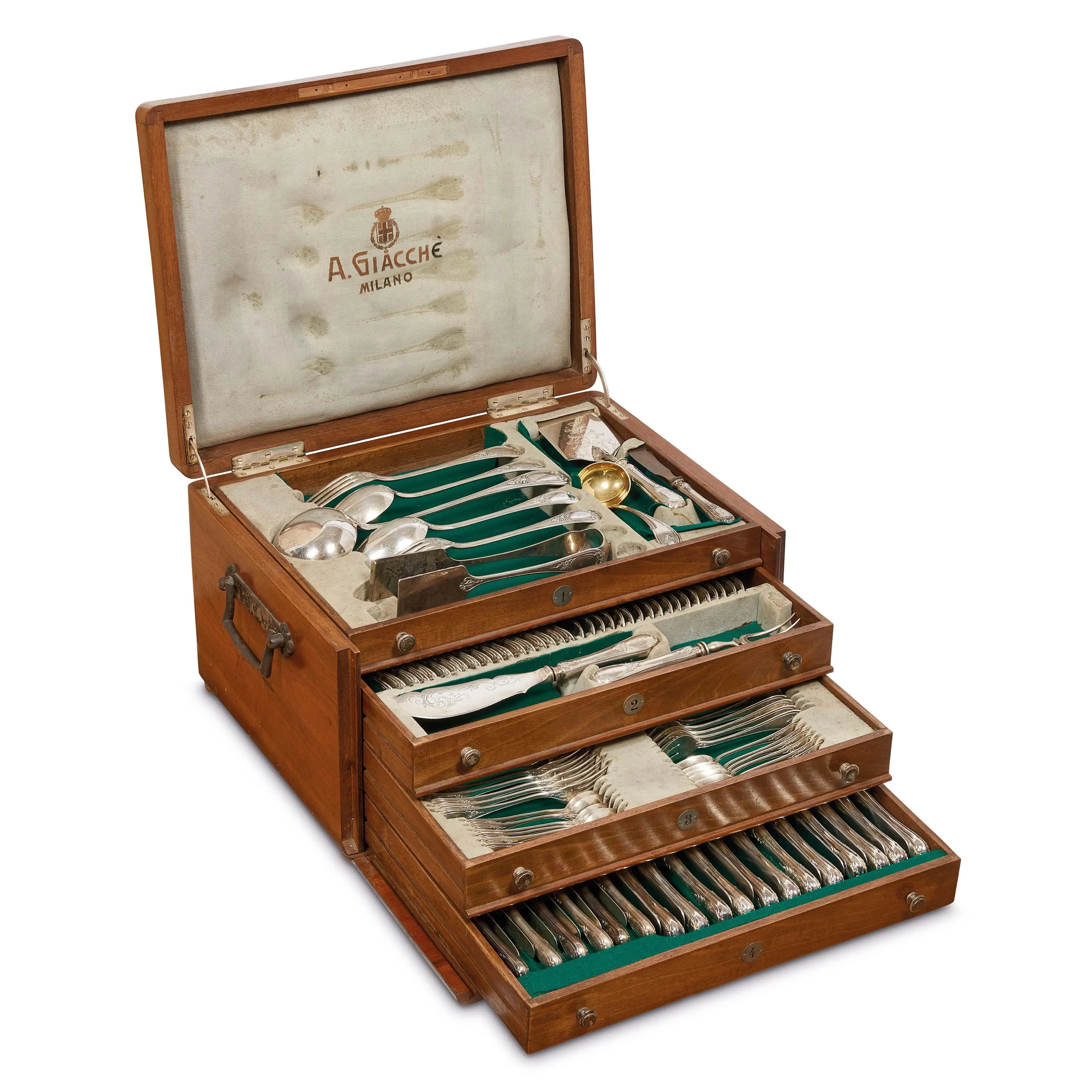 A SILVER FLATWARE SERVICE, GIACCHÈ, MILAN, 20TH CENTURY