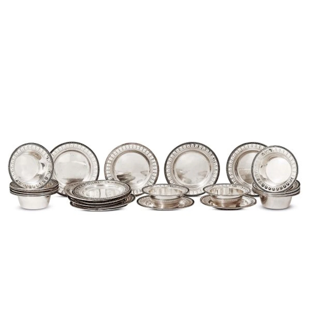 TWELVE SILVER COASTERS AND FOURTEEN SILVER BOWLS, BOLOGNA, 20TH CENTURY