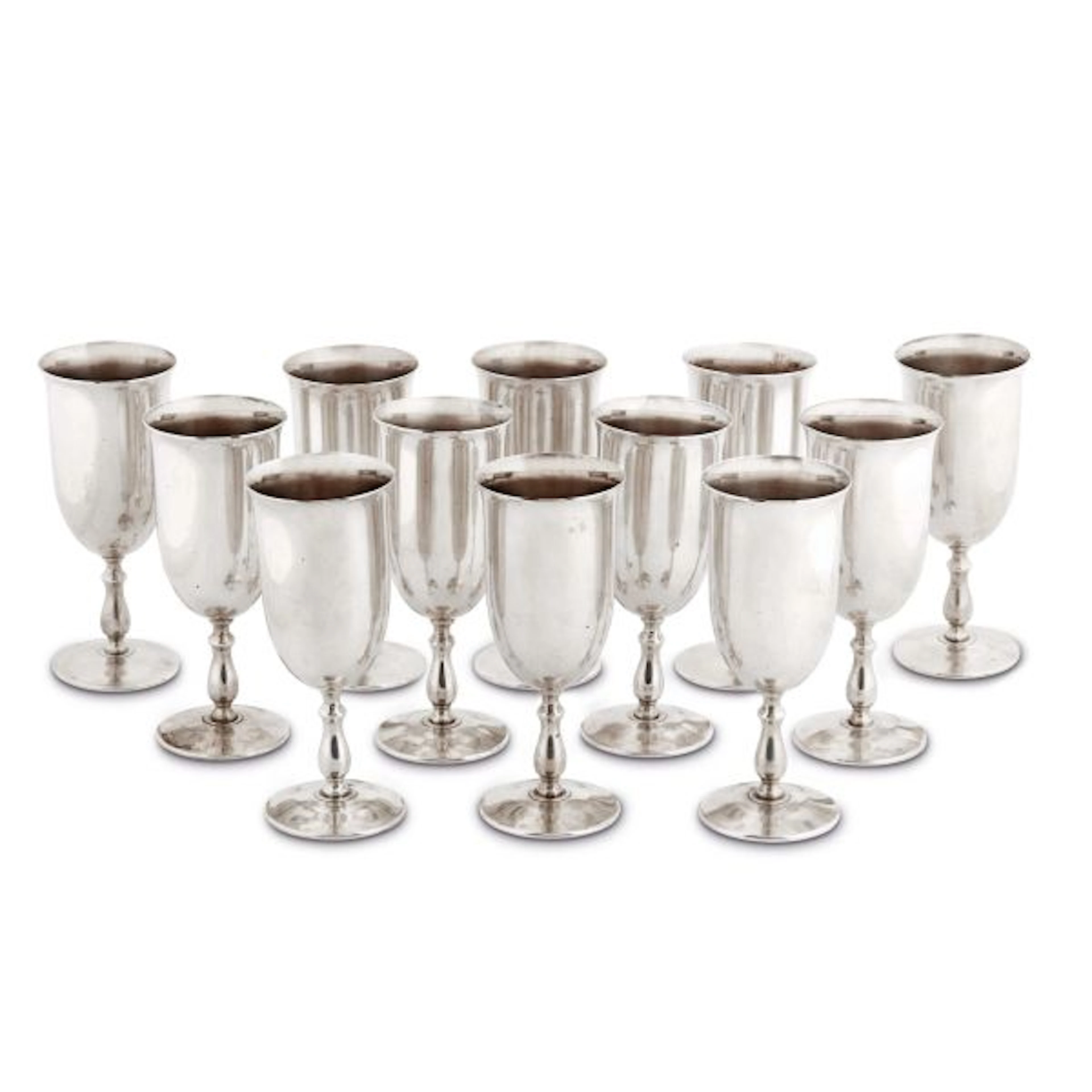 TWELVE SILVER GOBLETS, CESA, ALESSANDRIA, 20TH CENTURY