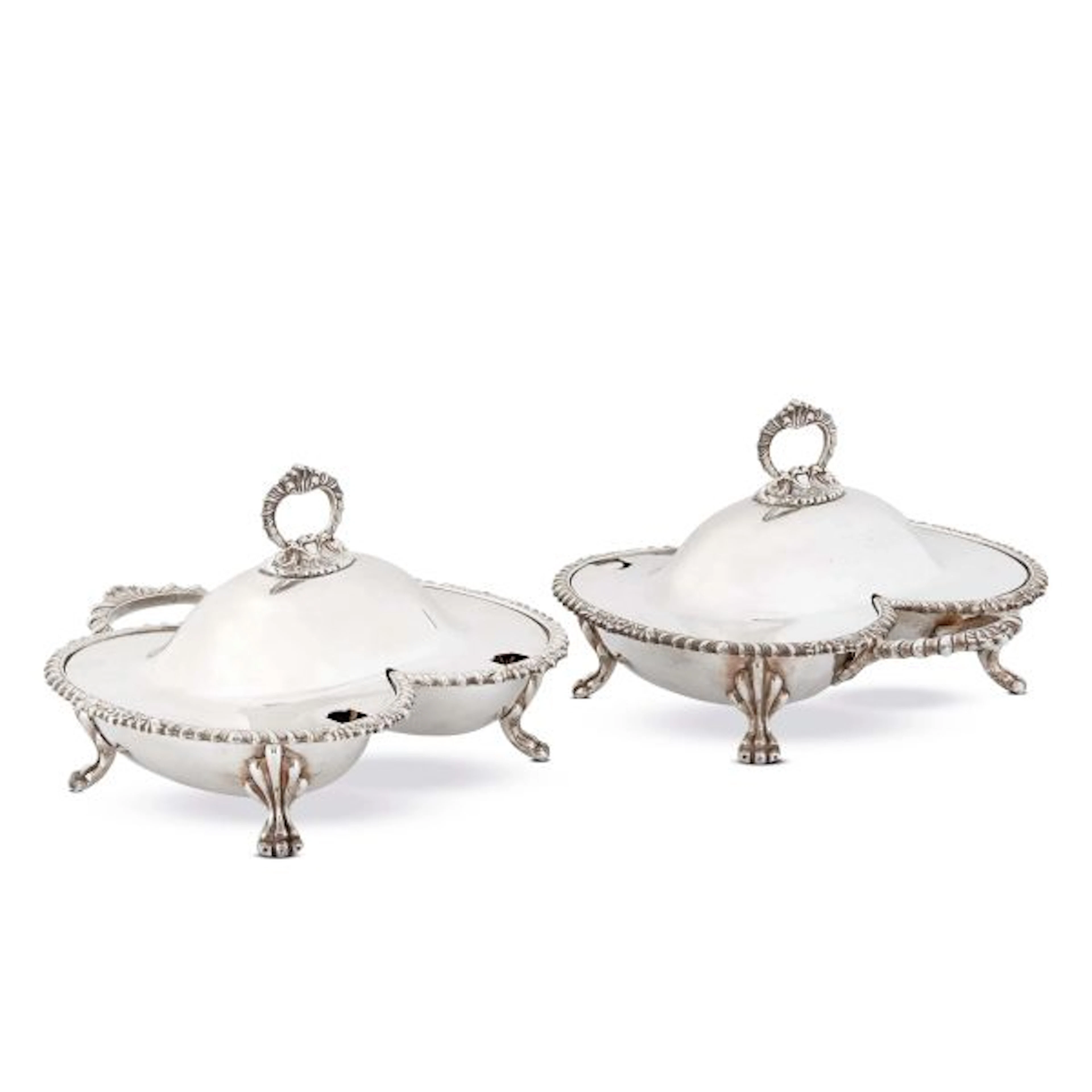 A PAIR OF SILVERPLATED DOUBLE ENTREE DISHES, MAPPIN & WEBB, ENGLAND