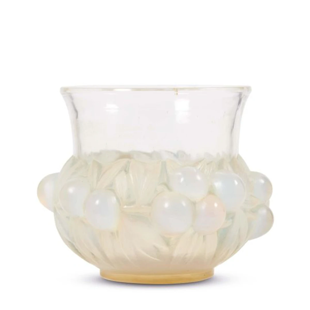 A LALIQUE 'PRUNES' VASE, FRANCE, 20TH CENTURY