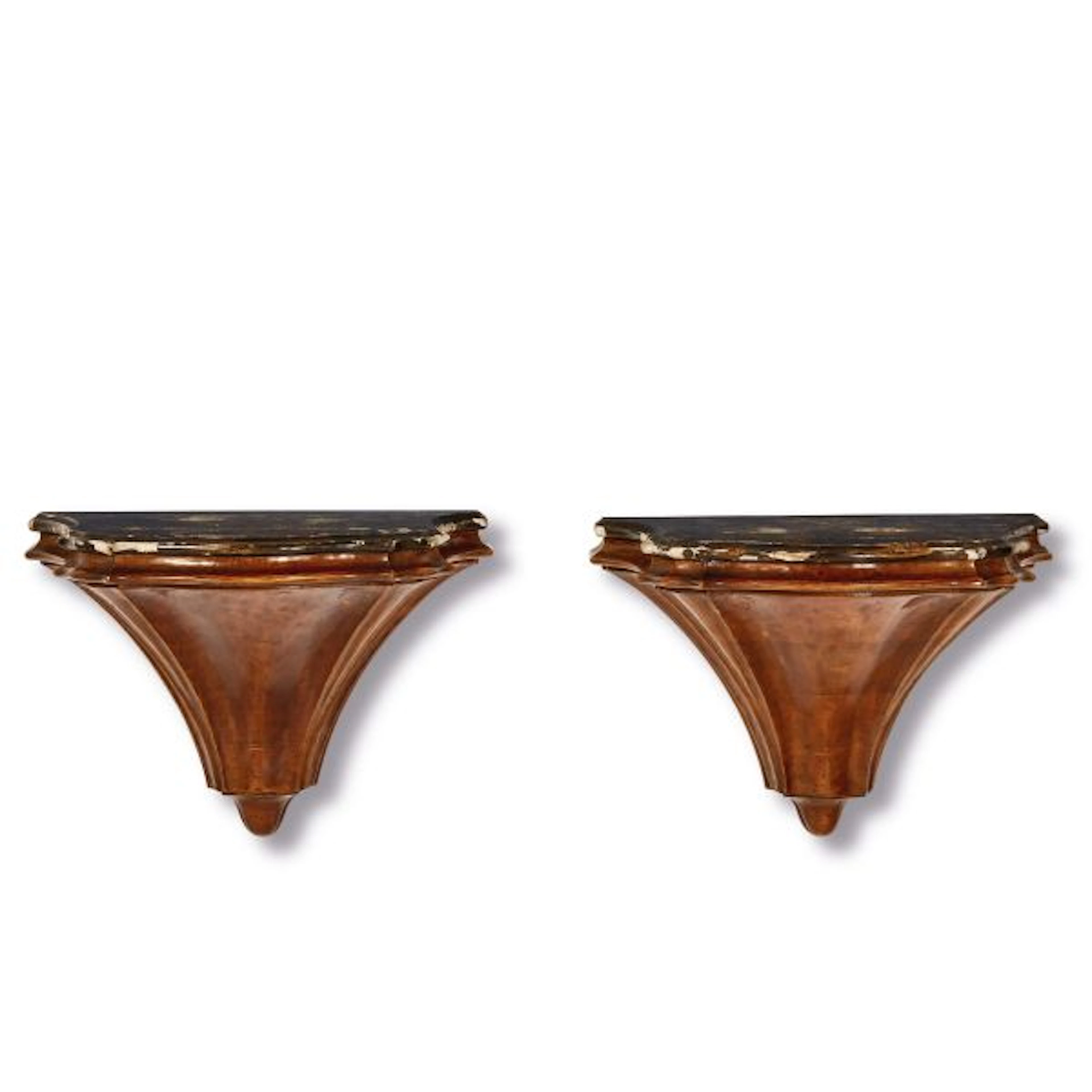 A PAIR OF LOMBARD SHELVES, 19TH CENTURY