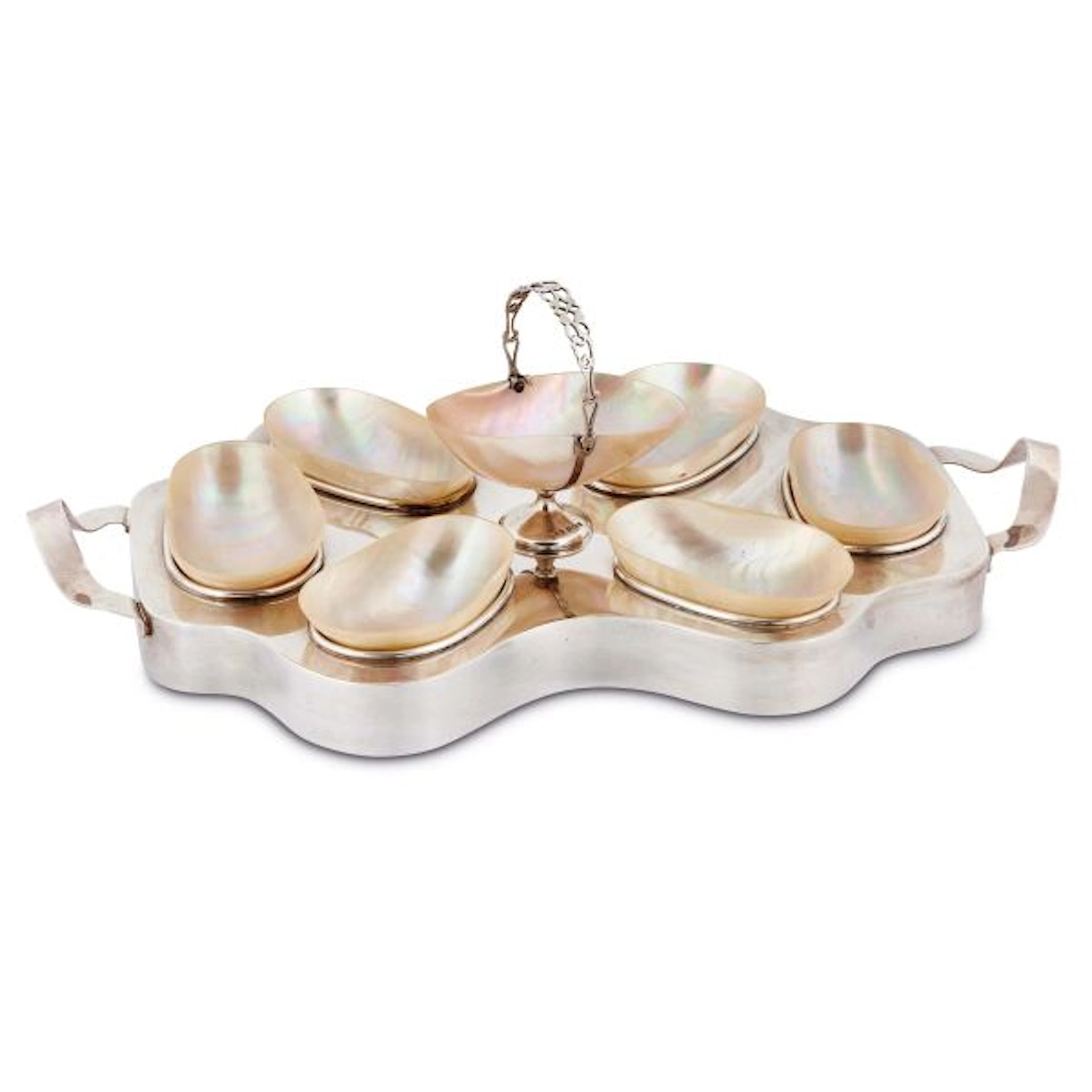 A SILVERPLATED CAVIAR SET, 20TH CENTURY