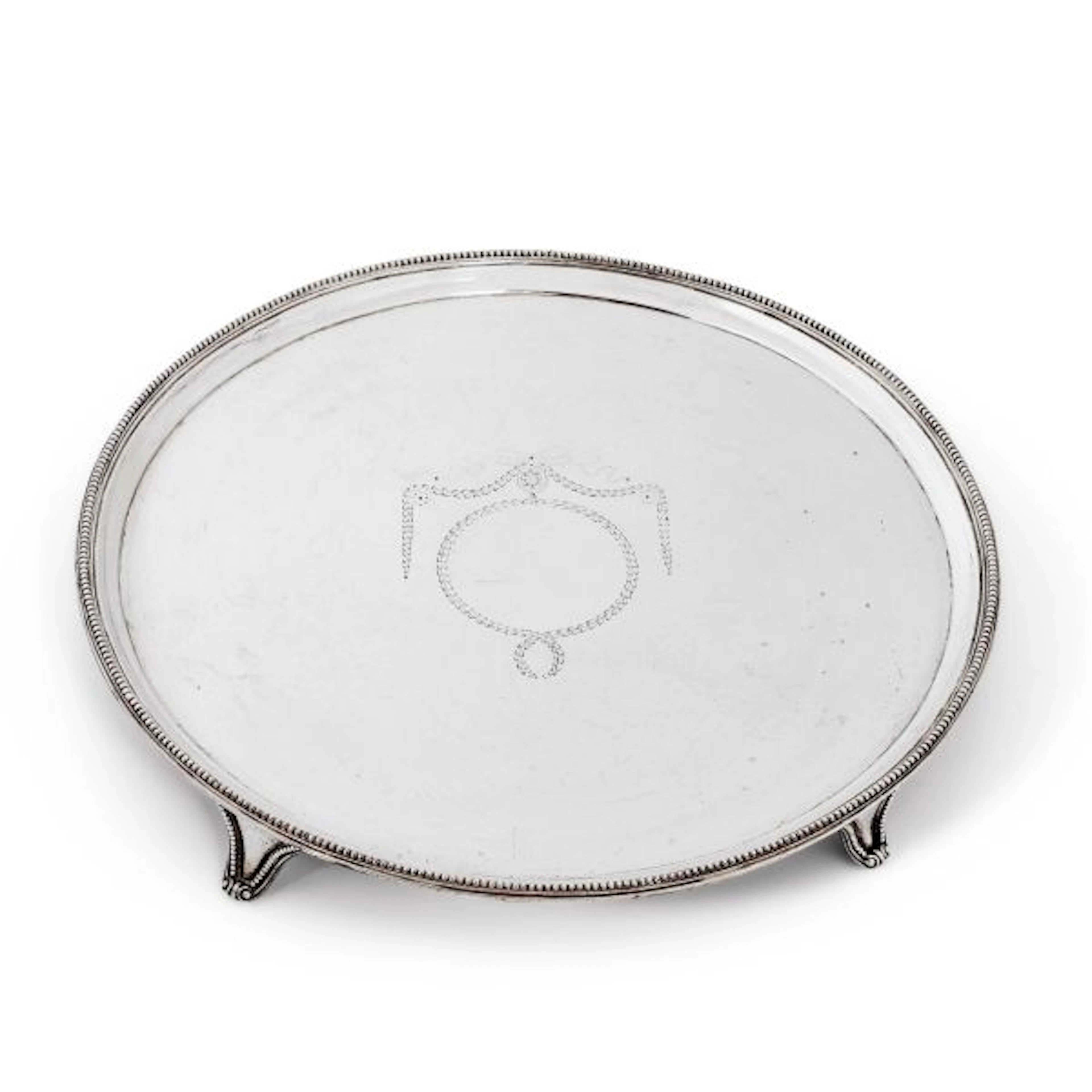 A SILVER SALVER, THOMAS HANNAM & JOHN CROUCH, LONDON, 1800