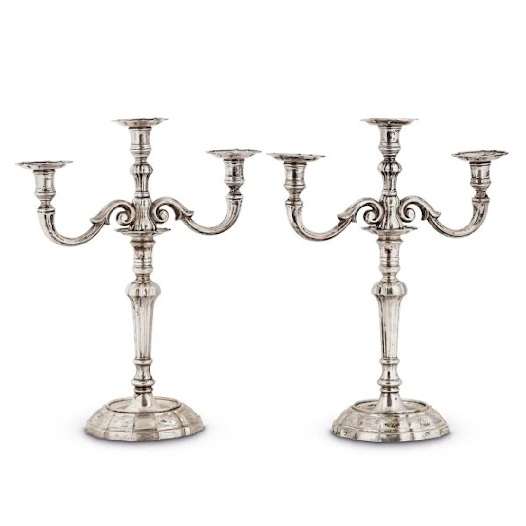 A PAIR OF SILVER CANDELABRA, PASSONI, VENICE, FIRST HALF 20TH CENTURY
