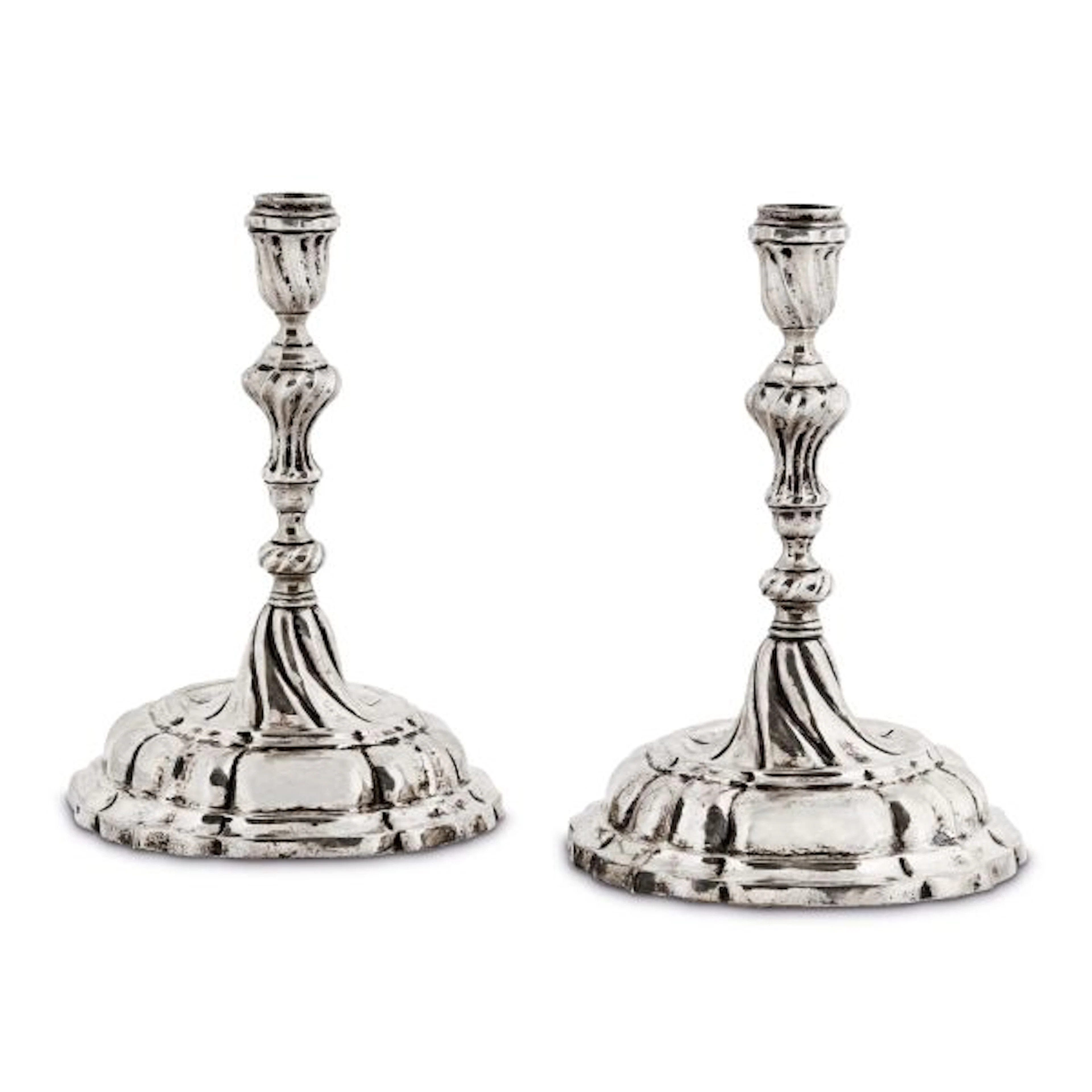A PAIR OF SILVER CANDLESTICKS, AUGSBURG, 1763/1765