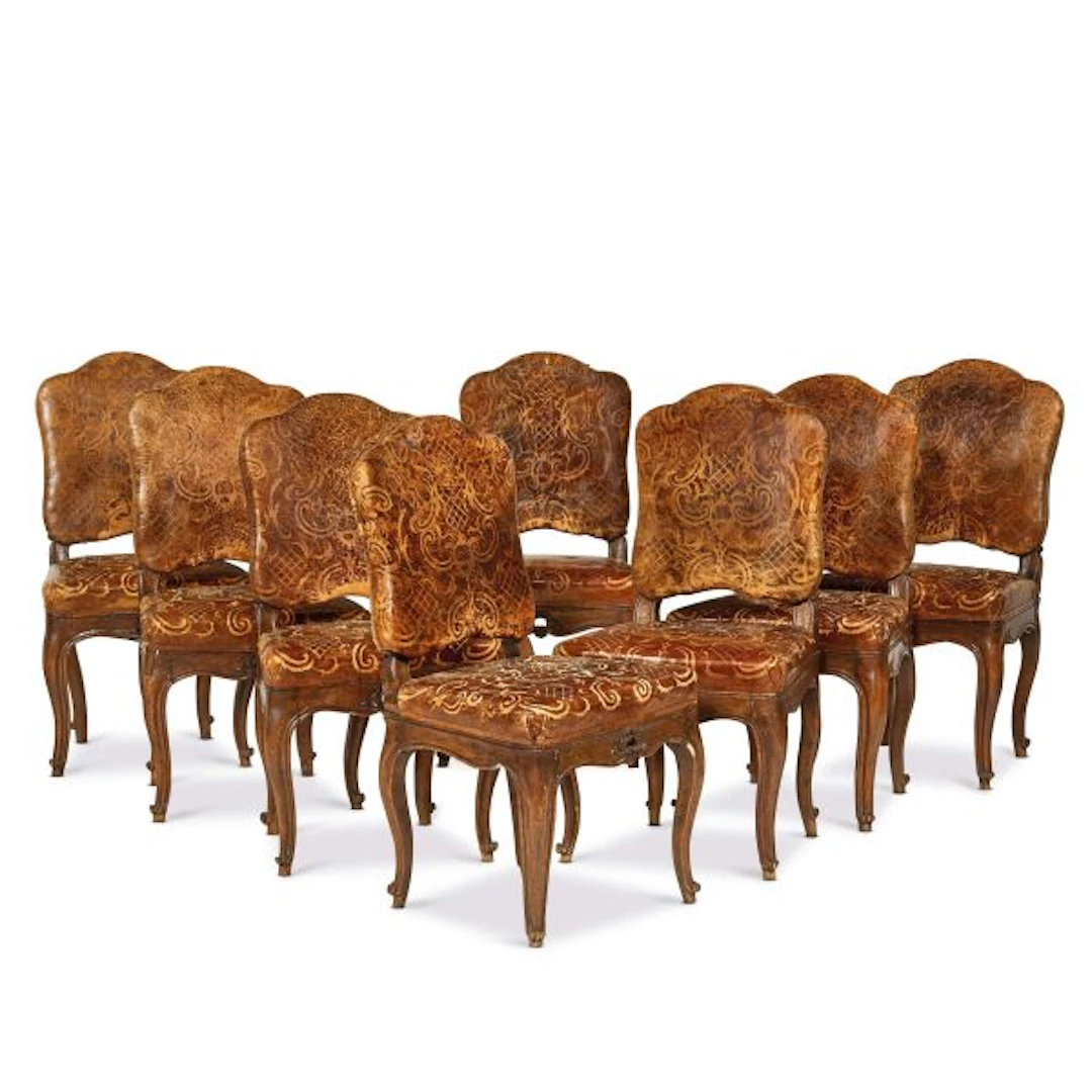 EIGHT LOMBARD CHAIRS, MID 18TH CENTURY