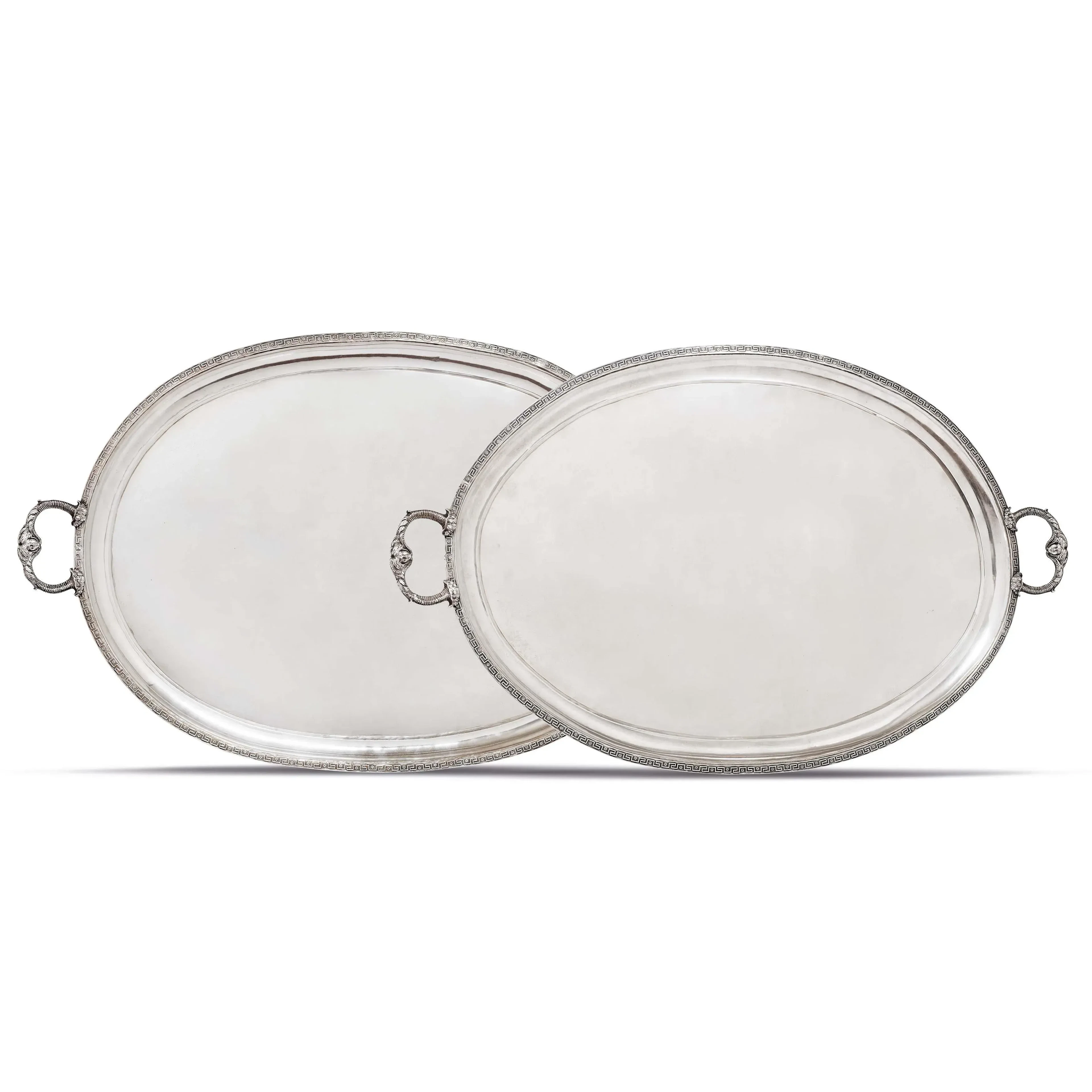 TWO SILVER TWO-HANDLED TRAYS, GIROLAMO MENAZZI AND ANGELO GIANNOTTI