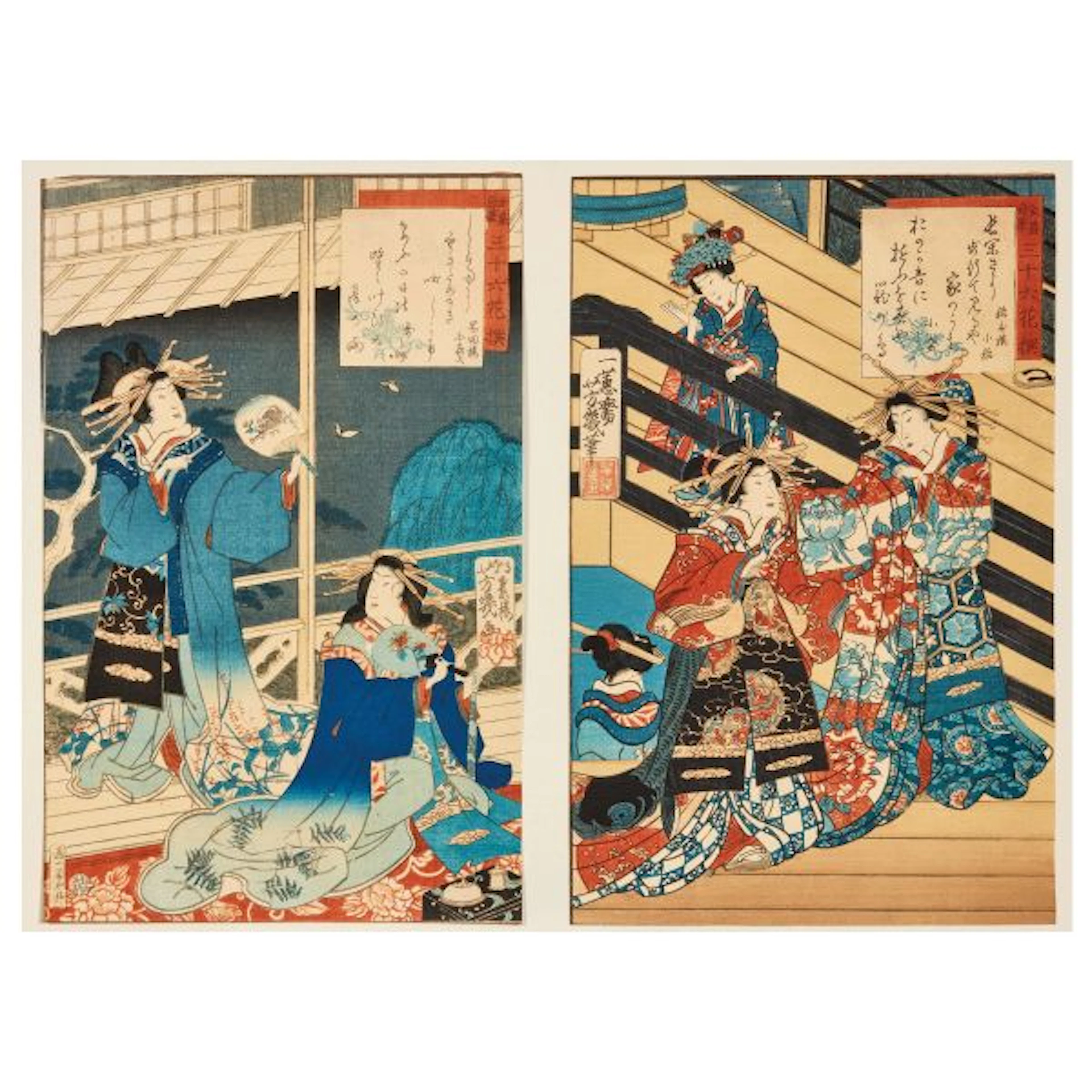 A PAIR OF WOODBLOCK PRINTS, JAPAN, EDO-MEIJI PERIOD, 19TH CENTURY