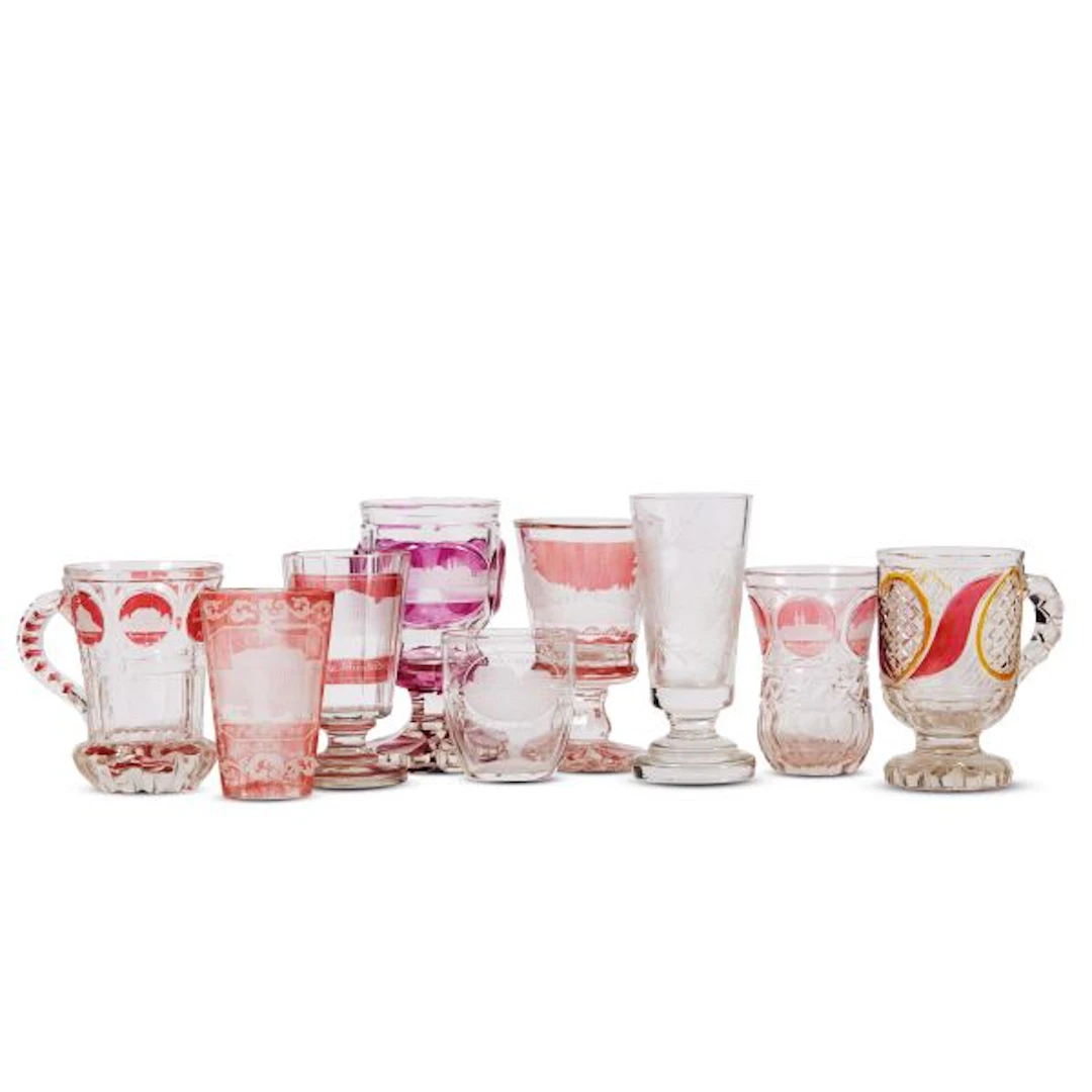 NINE BOHEMIAN GLASSES, 19TH/20TH CENTURY