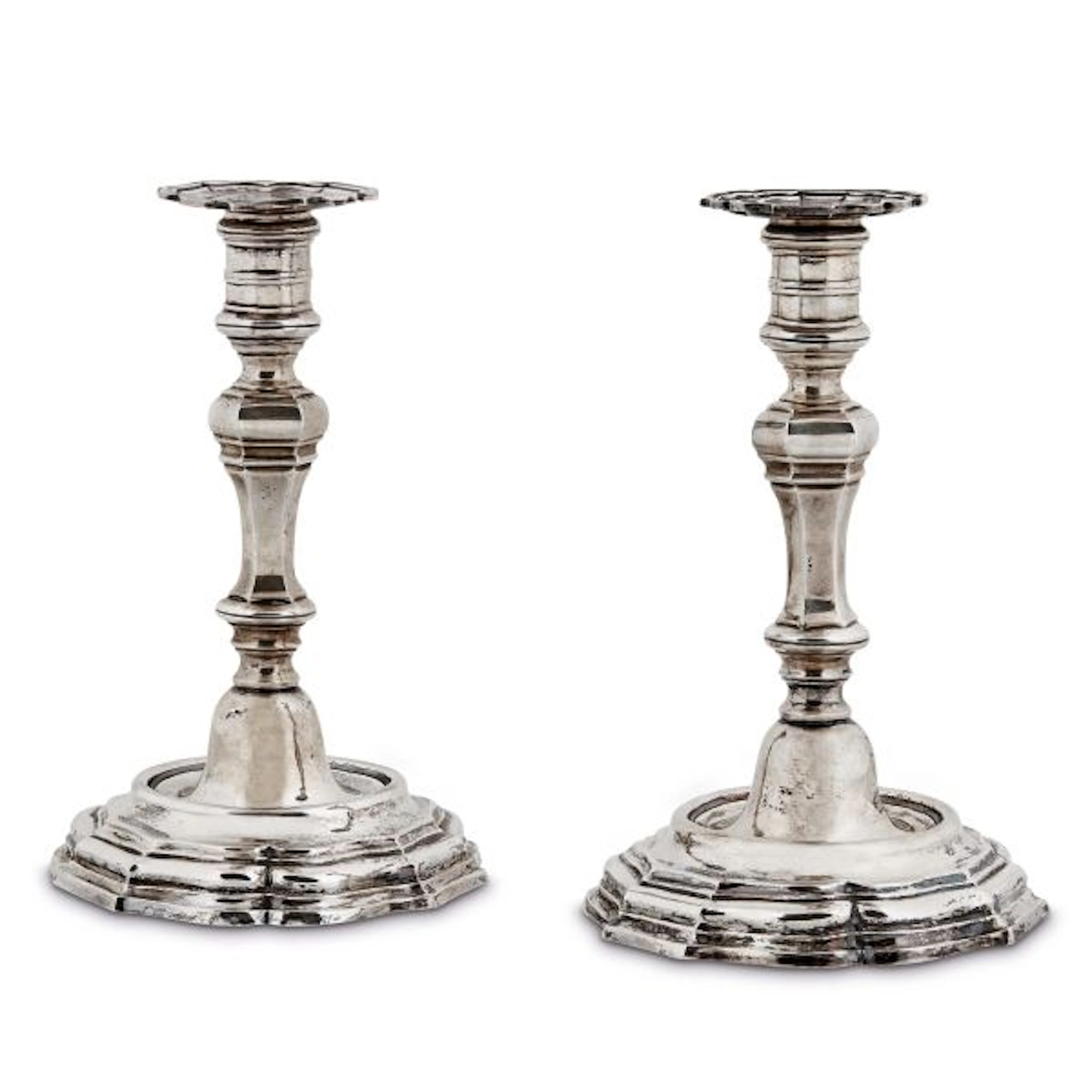 A PAIR OF SILVER CANDLESTICKS, ROME, SECOND HALF 18TH CENTURY