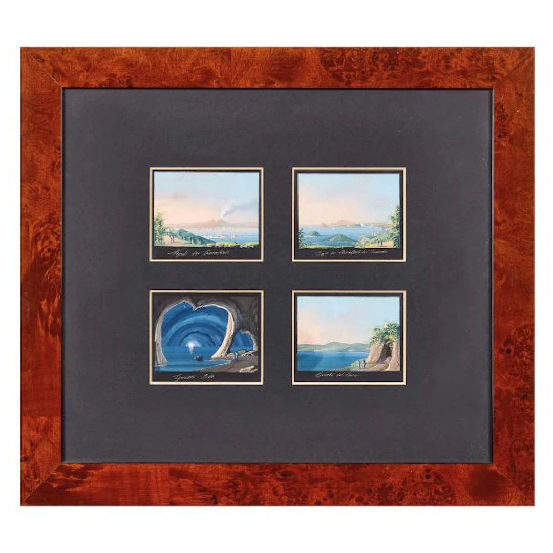 Neapolitan school, 19th century, four small views of Naples in frames, gouaches