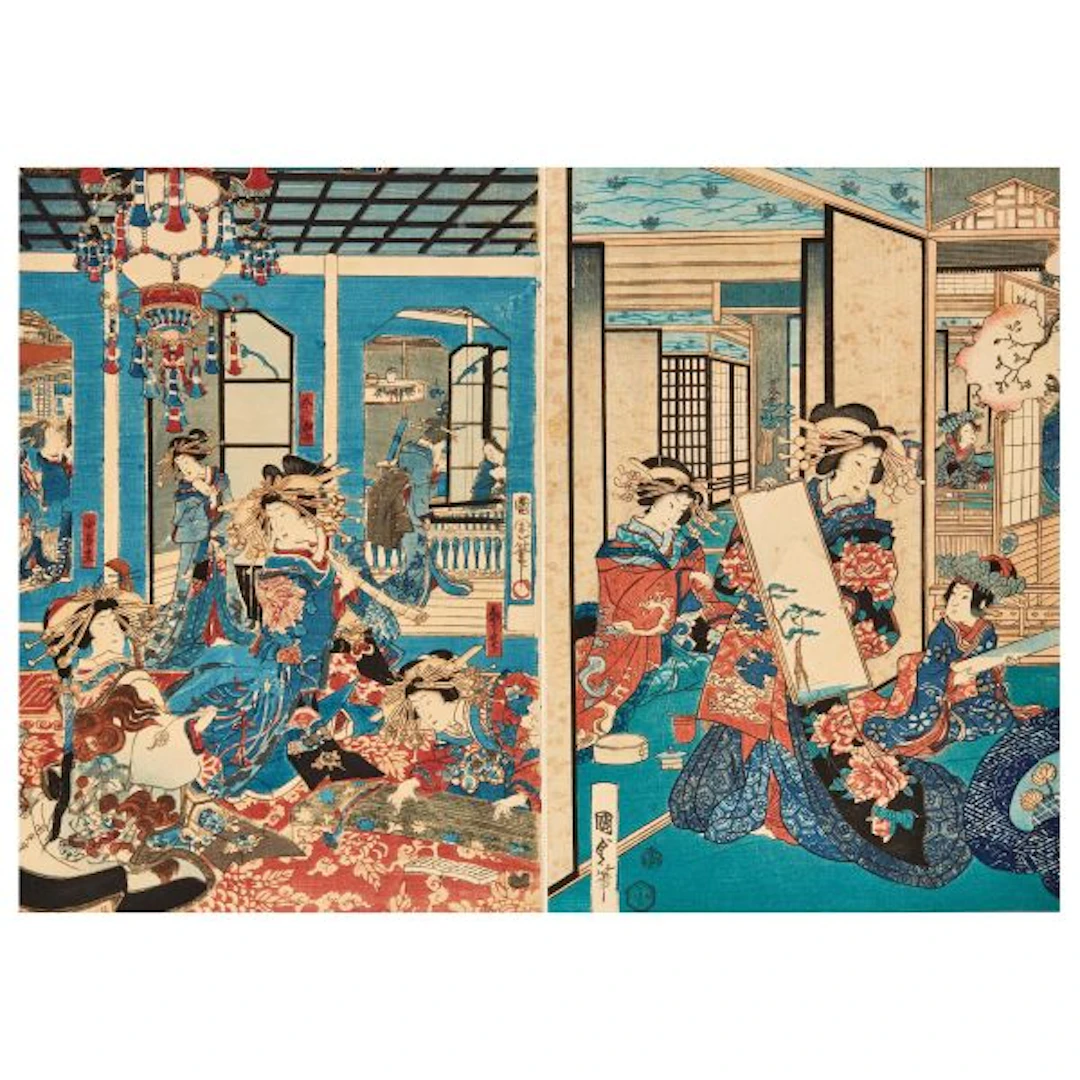 A PAIR OF WOODBLOCK PRINTS, JAPAN, EDO-MEIJI PERIOD, 19TH CENTURY
