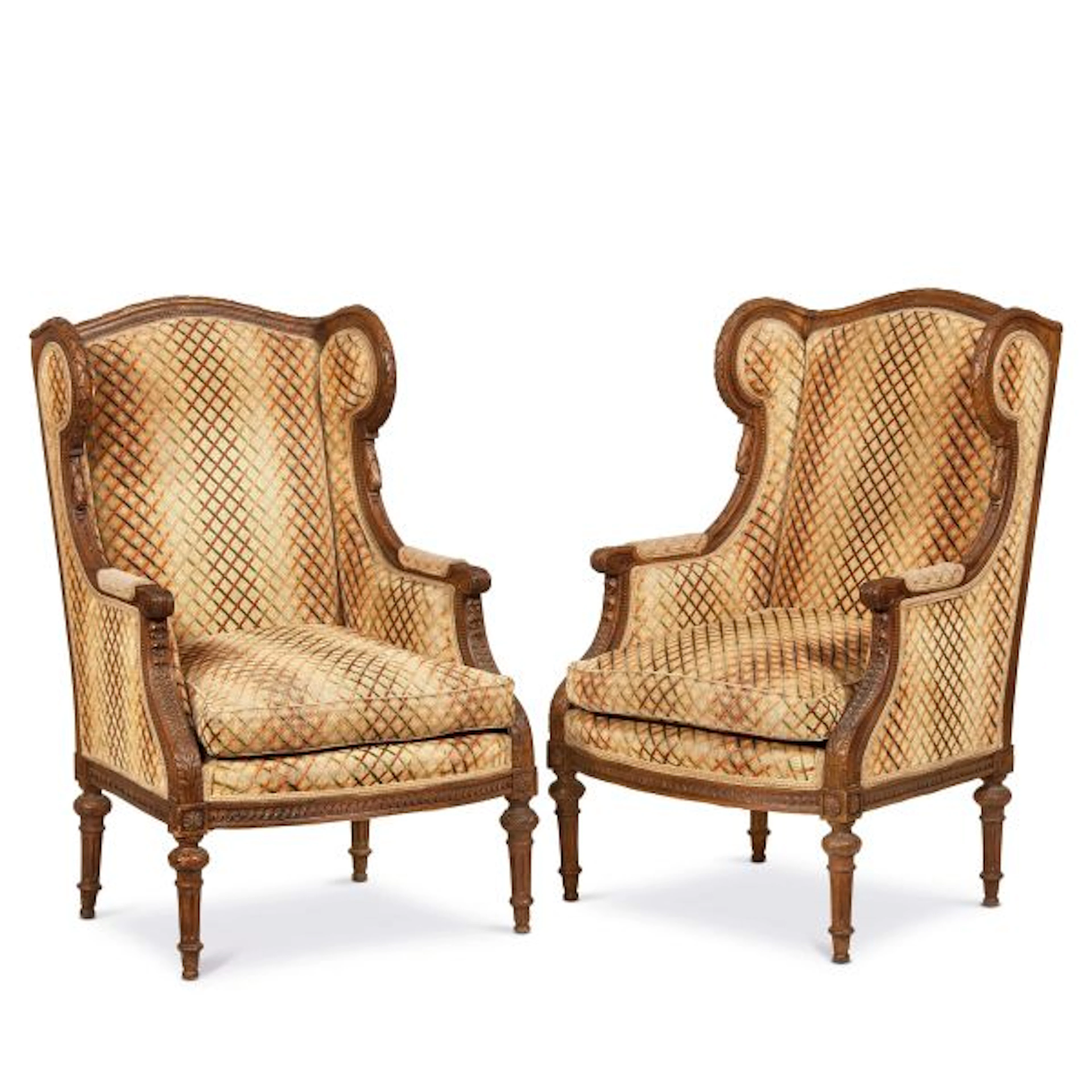 A PAIR OF LOUIS XVI-STYLE BERGÈRE ARMCHAIRS, 20TH CENTURY