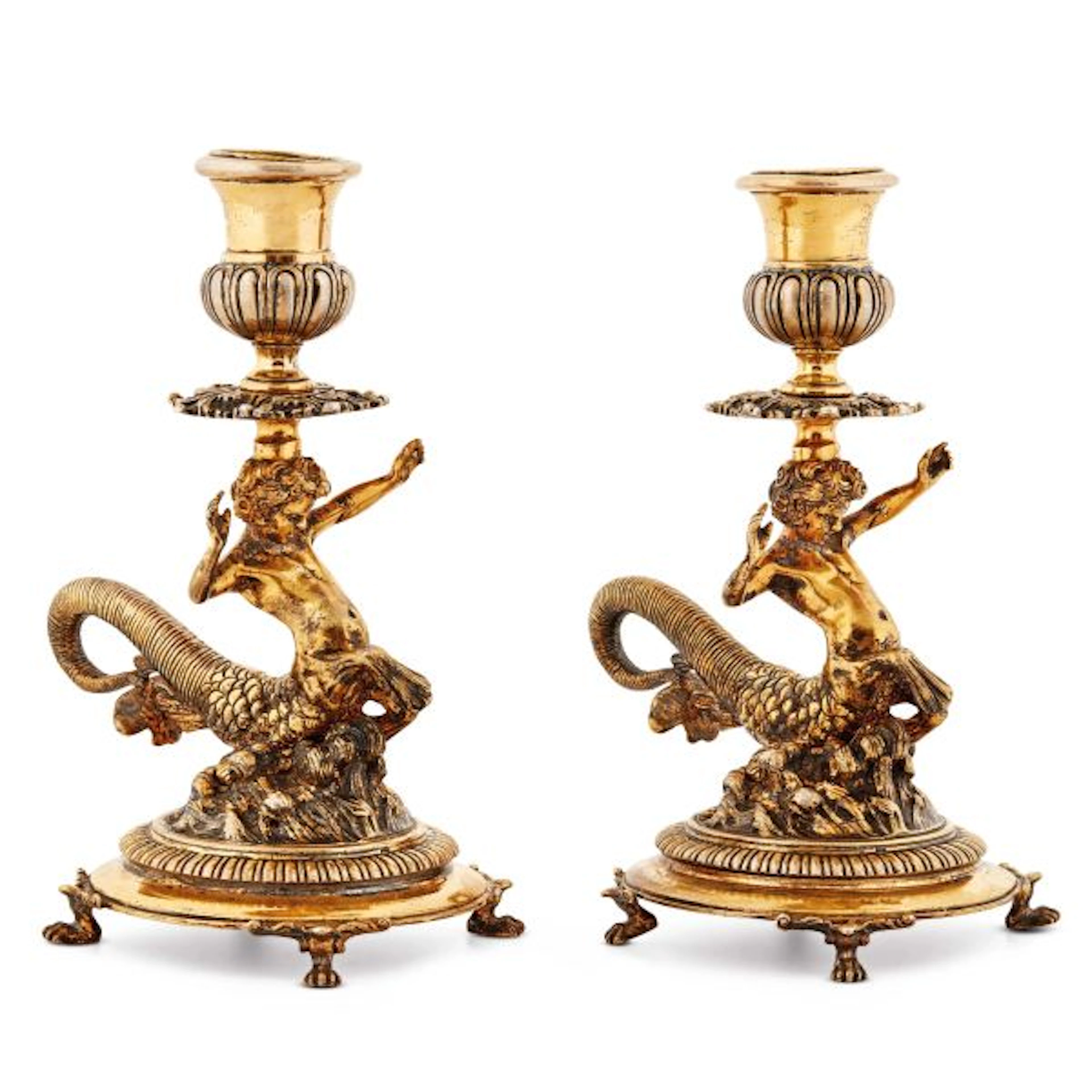 A PAIR OF SILVER-GILT CHANDELIER, MILAN, 20TH CENTURY