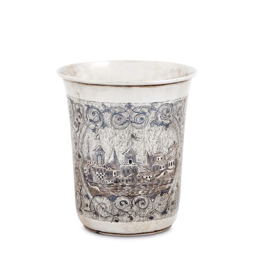 A SILVER GLASS, VASILEV A. BLADELETZ, ASSAYER VIKTOR SAVINKOV, MOSCOW, 1865