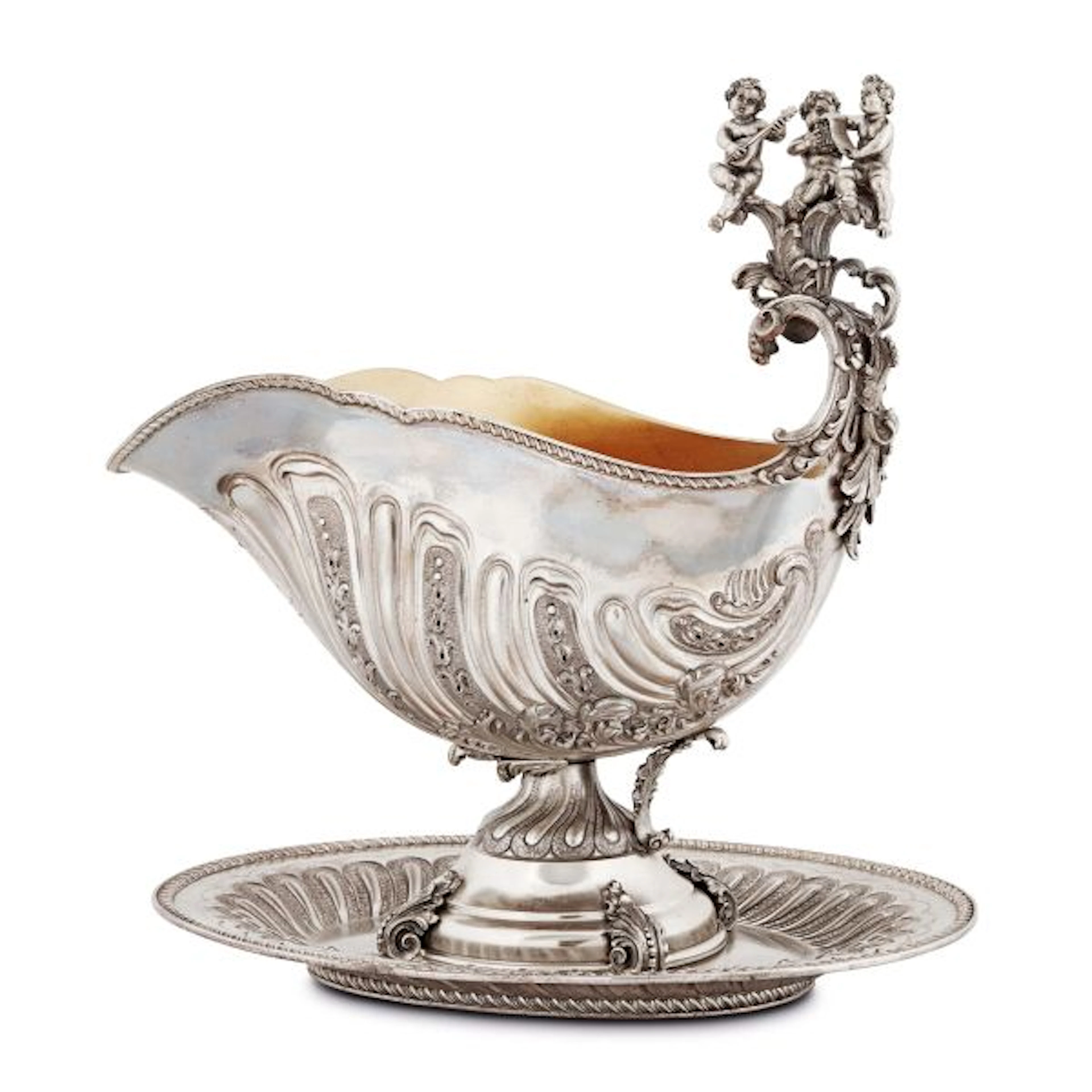A SILVER SAUCE BOAT, ROSSI, MILAN, 20TH CENTURY