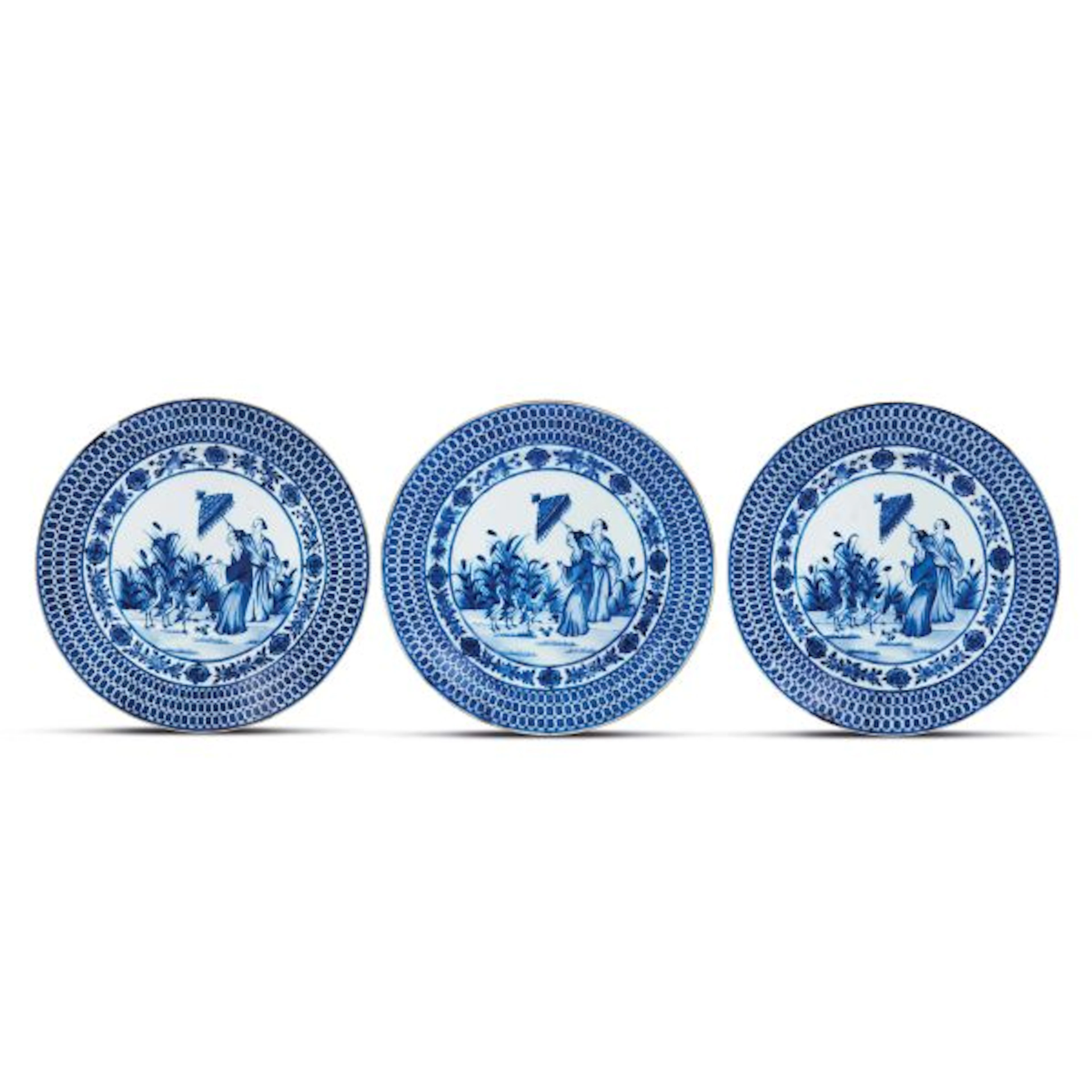 THREE PLATES, CHINA, QING DYNASTY, QIANLONG PERIOD, CIRCA 1738