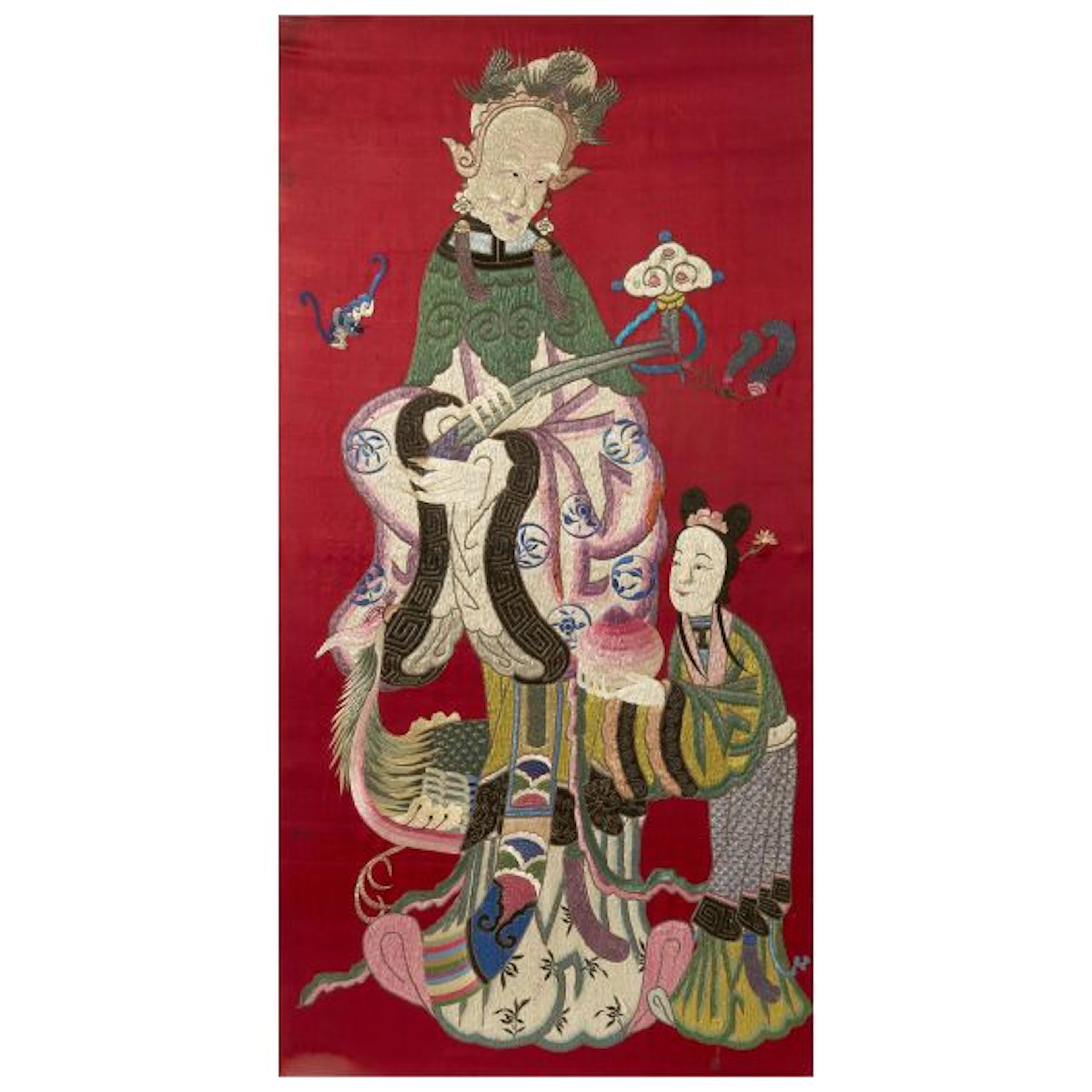 AN EMBROIDERED SILK PANEL, CHINA, LATE QING DYNASTY, 19TH/20TH CENTURY