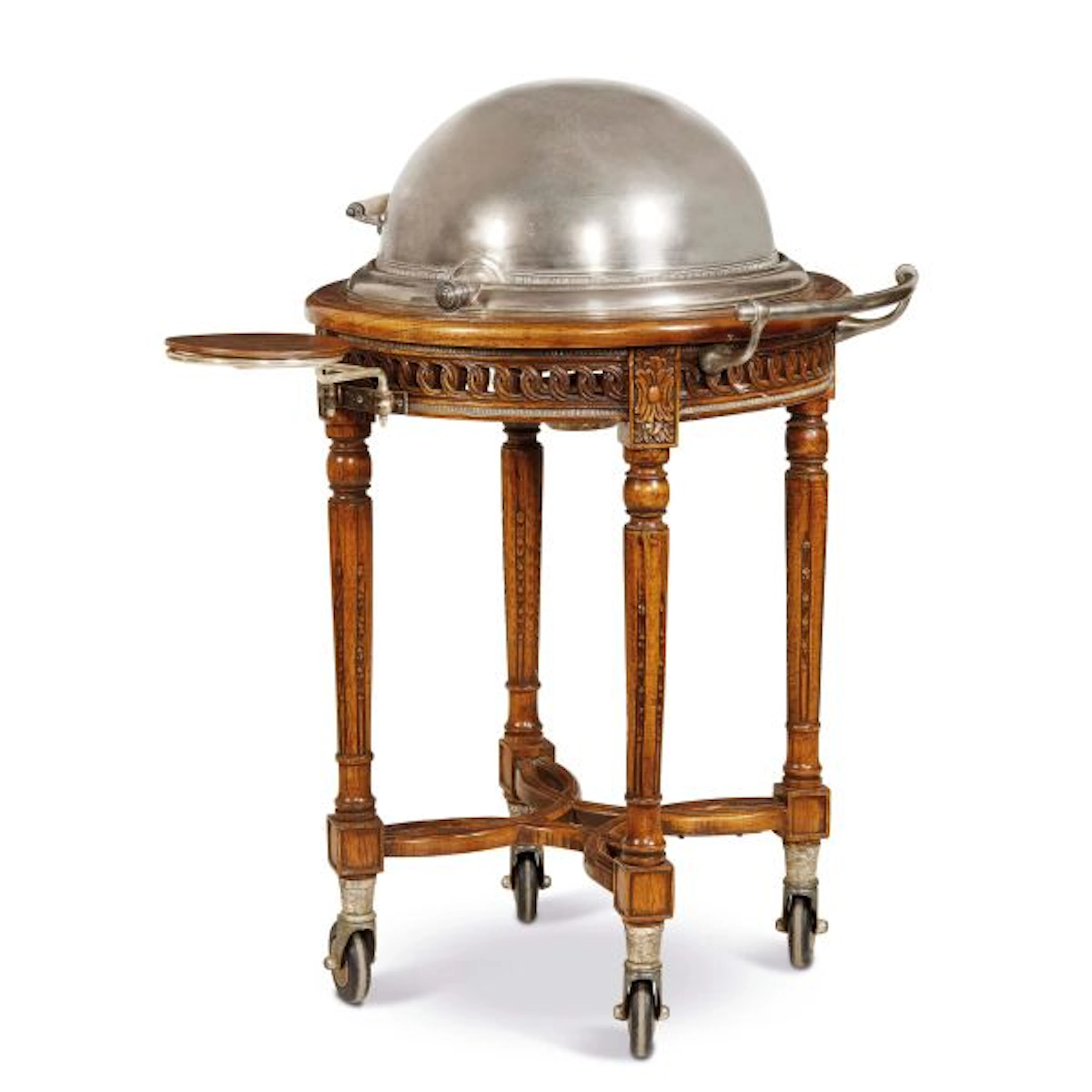 A FRENCH SILVEPLATED CARVING TROLLEY, MID 20TH CENTURY