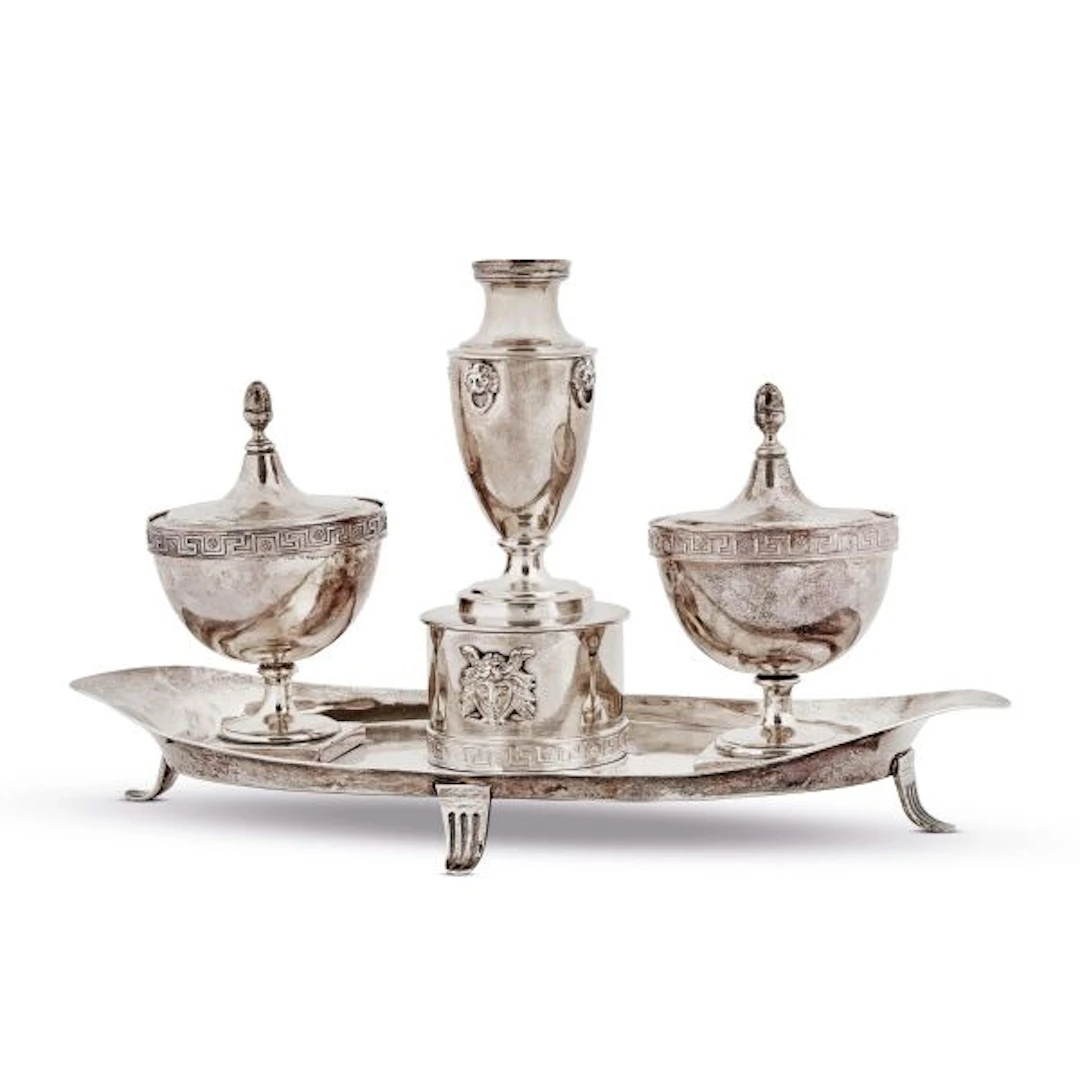 A SILVER INKWELL, FILIPPO PACETTI, ROME, EARLY 19TH CENTURY