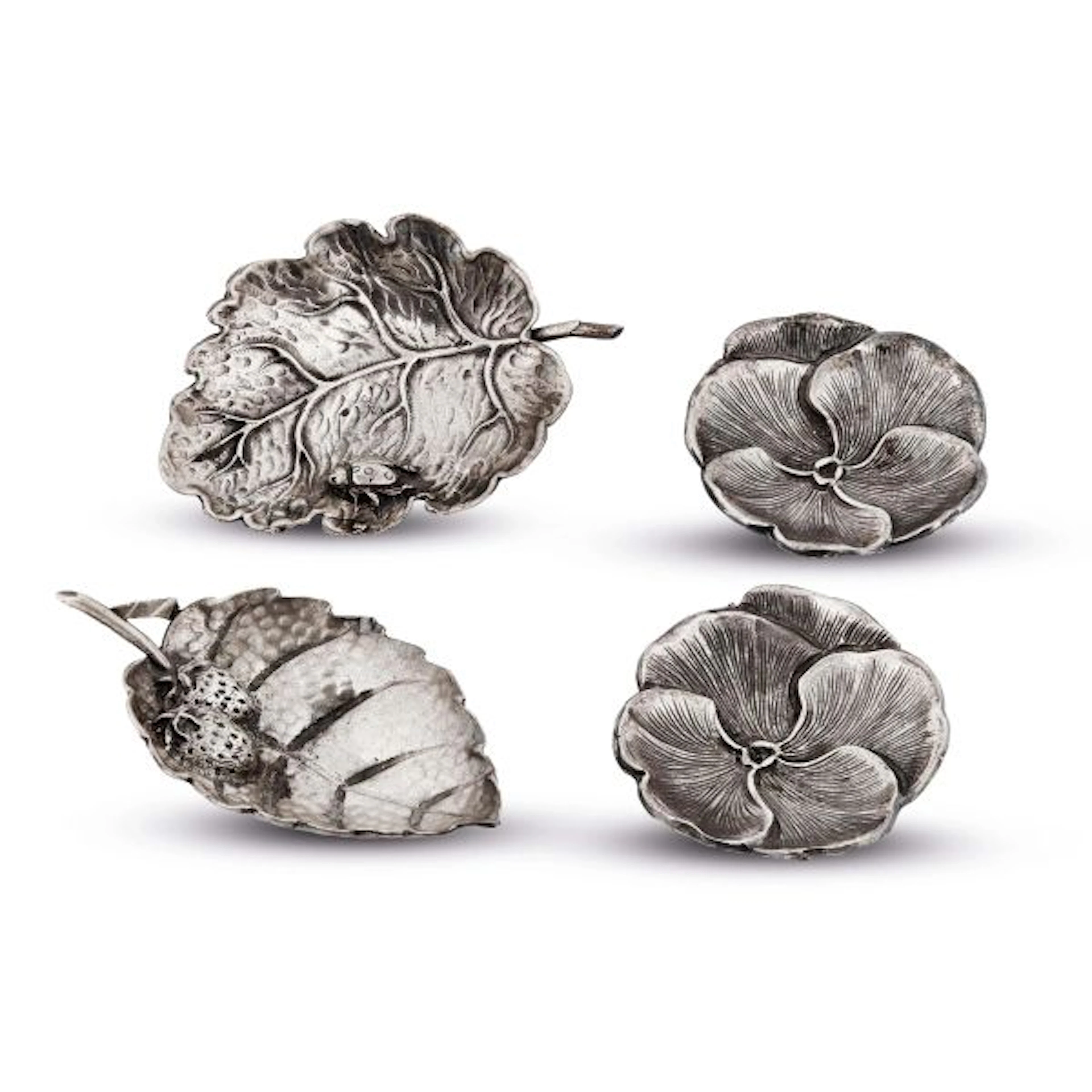 FOUR SILVER CENDRIERS, F.LLI CACCHIONE, MILAN, 20TH CENTURY