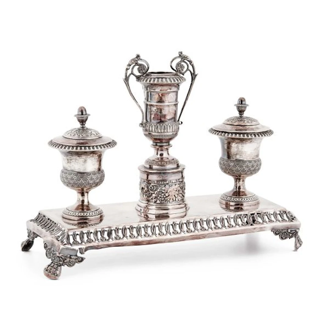 A SILVER INKWELL, MILAN, 19TH CENTURY