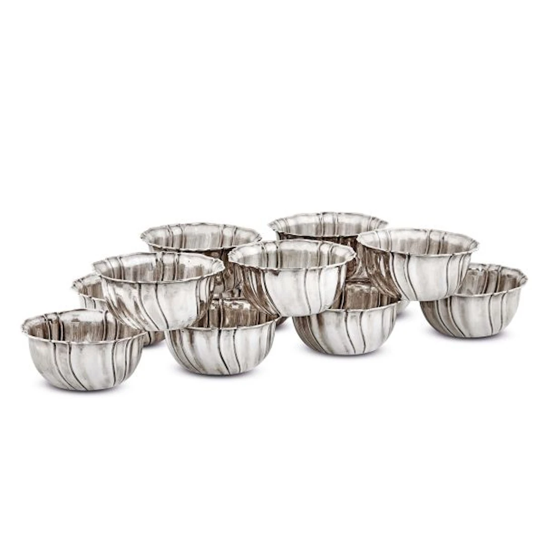 TWELVE SILVER BOWLS, MIRACOLI, MILAN, 20TH CENTURY