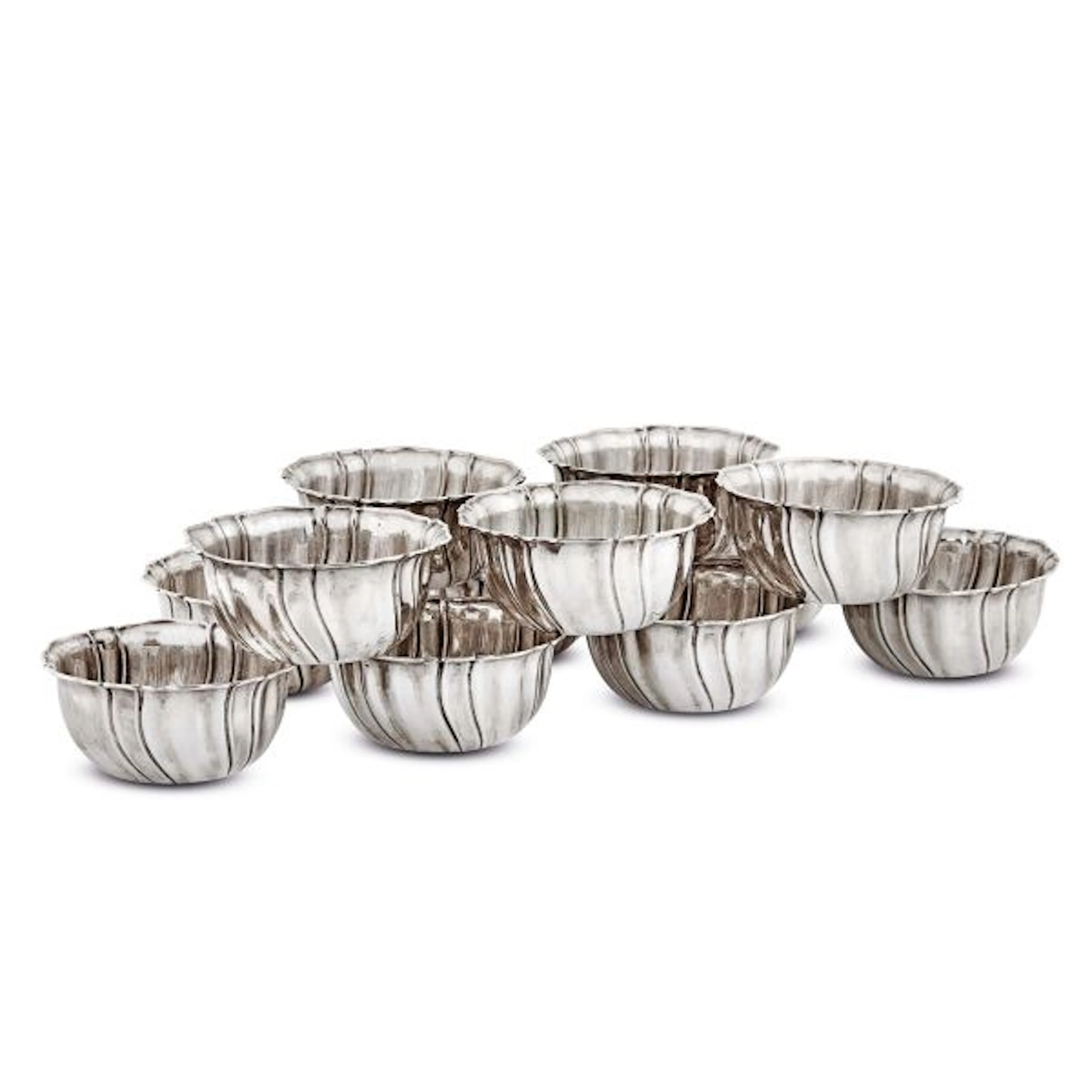 TWELVE SILVER BOWLS, MIRACOLI, MILAN, 20TH CENTURY