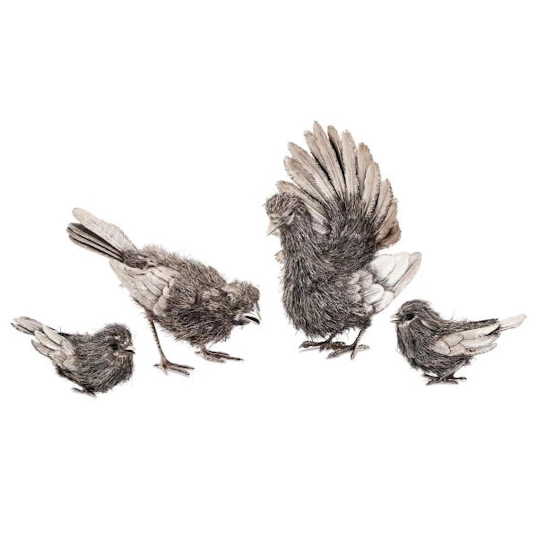 FOUR SILVER BIRDS, FLORENCE, 20TH CENTURY