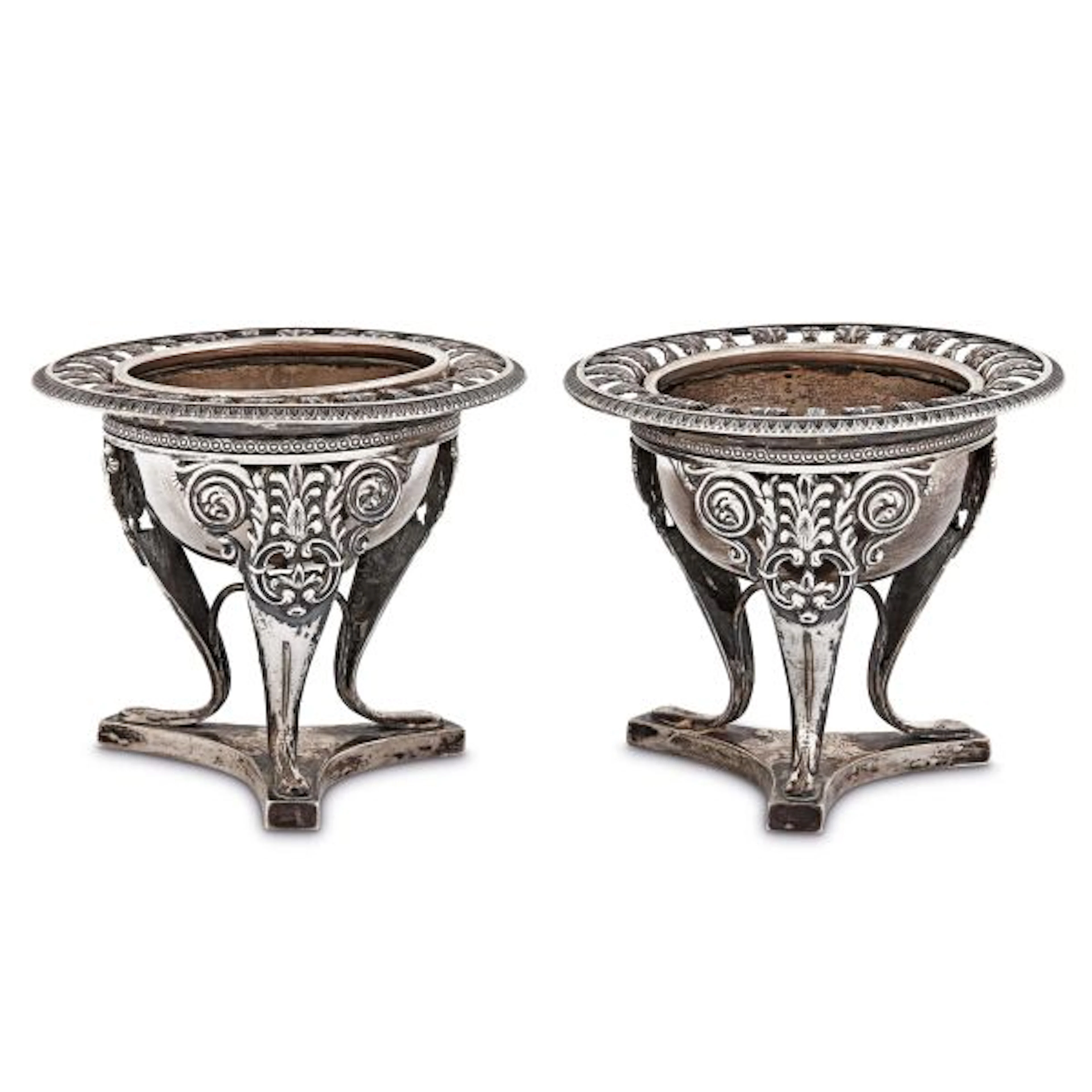 A PAIR OF SILVER SALT CELLARS, TOMMASO PANIZZA, MILAN, 1849/1868