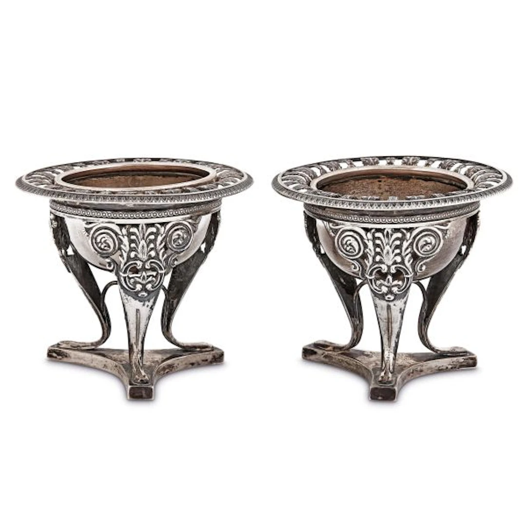 A PAIR OF SILVER SALT CELLARS, TOMMASO PANIZZA, MILAN, 1849/1868