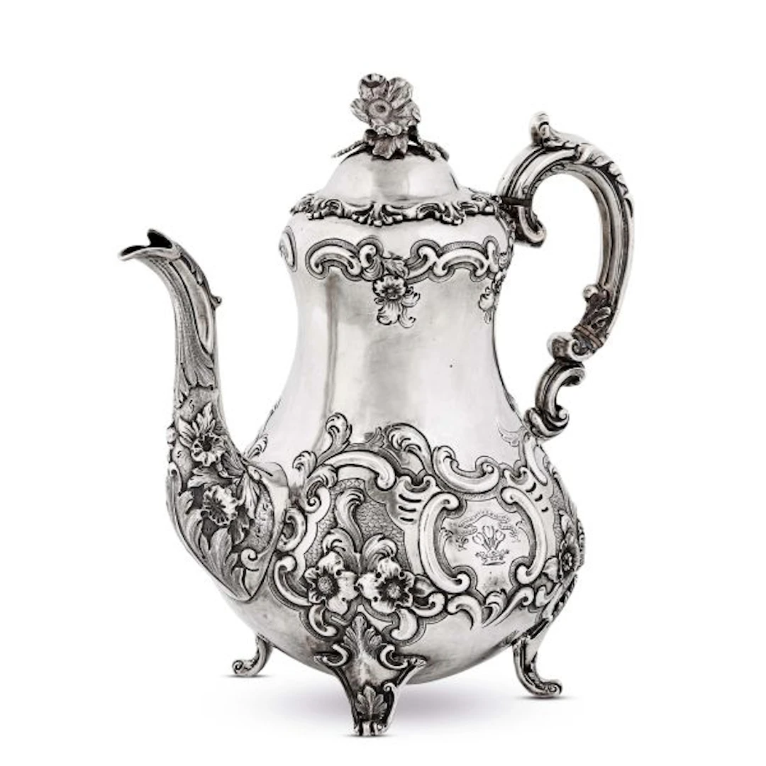 A SILVER COFFEE POT, WILLIAM HUNTER, LONDON, 1848/1849