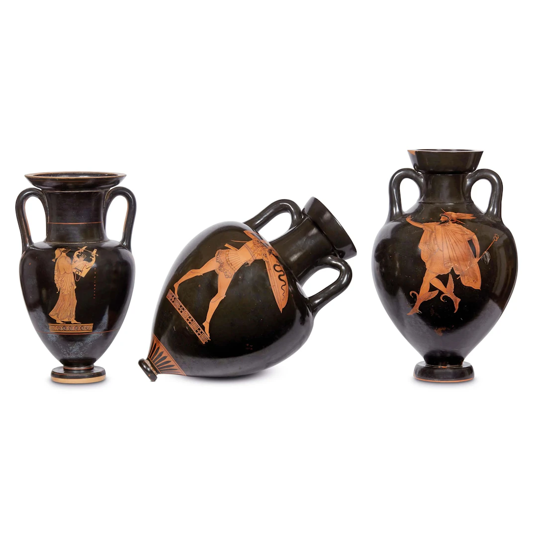 THREE ATTIC AMPHORAS, 19TH CENTURY