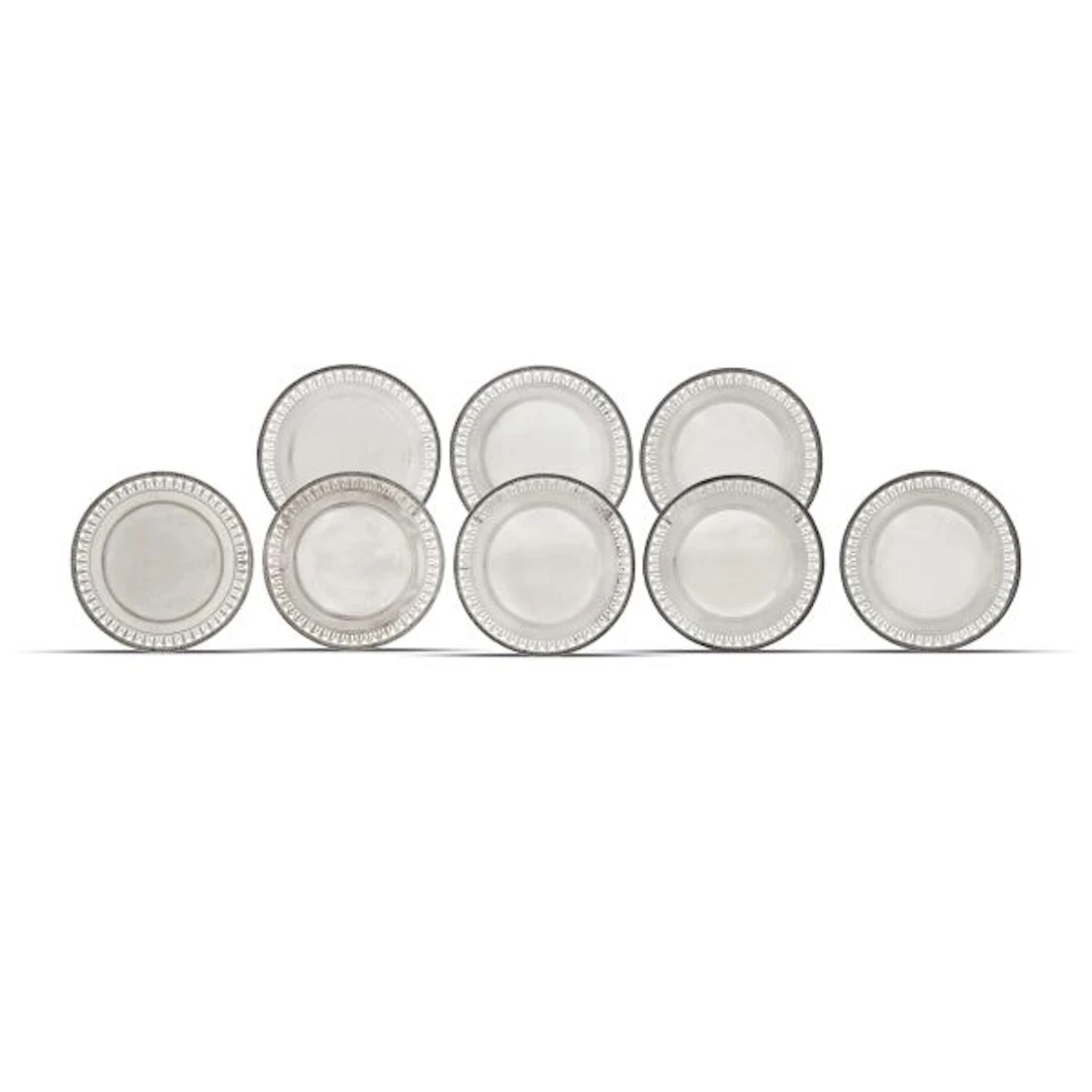 EIGHT SILVER DISHES, LATE 19TH CENTURY