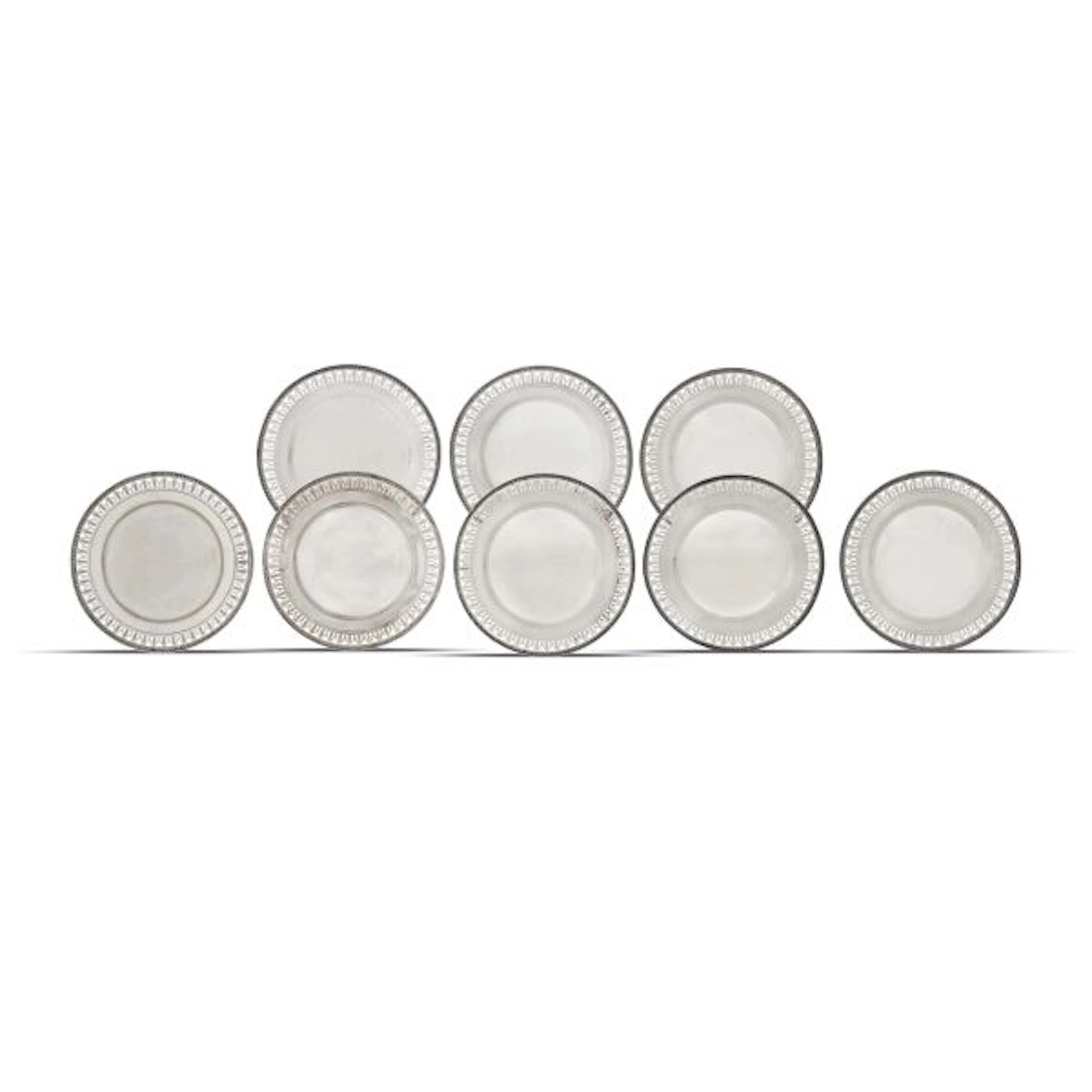 EIGHT SILVER DISHES, LATE 19TH CENTURY