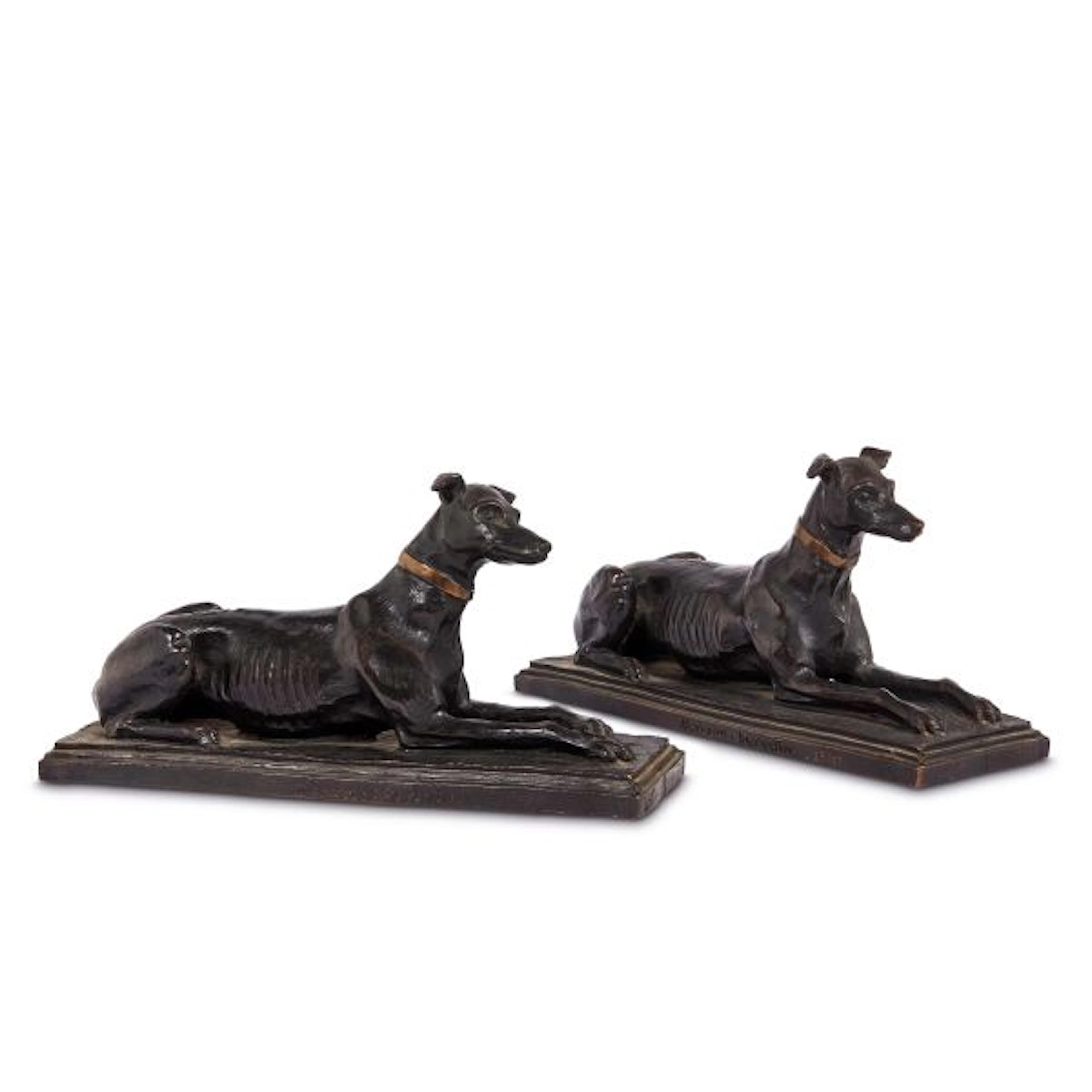 A PAIR OF GREYHOUNDS, AFTER ANTOINE-LOUIS BARYE, 20TH CENTURY