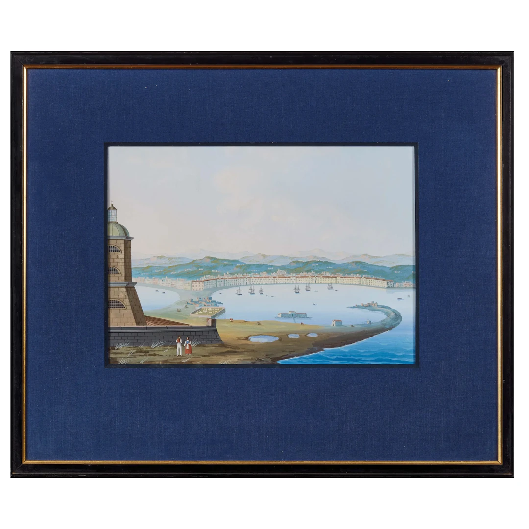 Neapolitan school, 19th century, a pair of sea views, guaches on paper